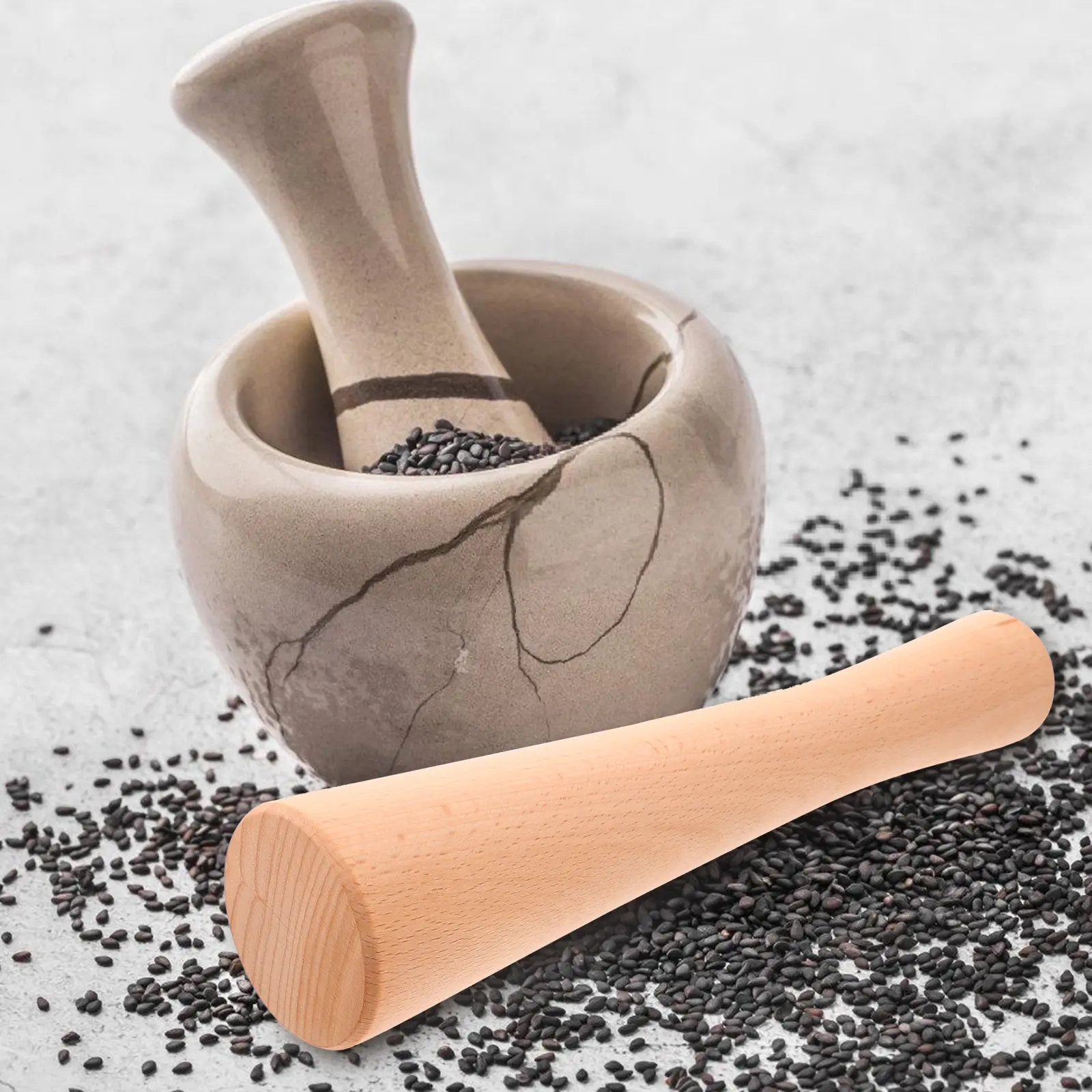 Wooden Pickle Stick Fermenting Tool Kitchen Utensil Potato Masher Grinding Rod Sauerkraut Crusher Manual Pestle