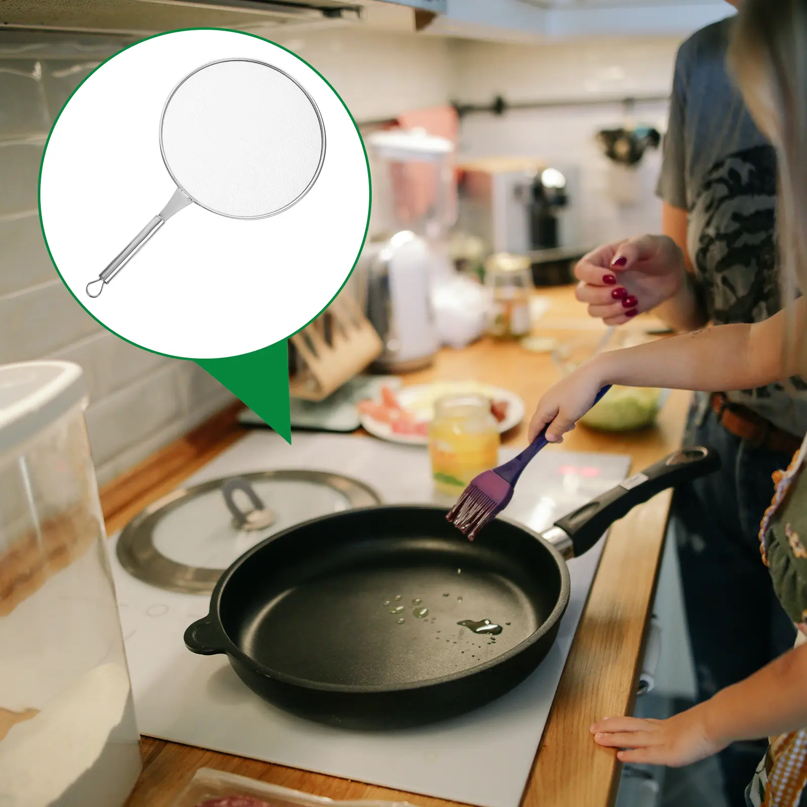 Frying Pan Cover Splatter Screen Grease Guard for Stove Top Skillet Shield Mesh Kitchen