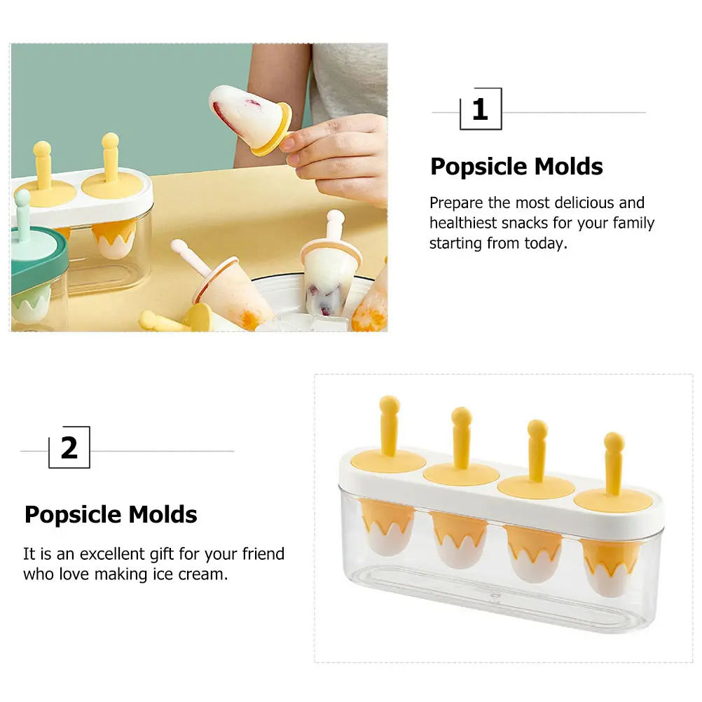 Food Grade Silicone Mold Reusable Ice Cream Maker Yogurt Puree Treats Making Molds
