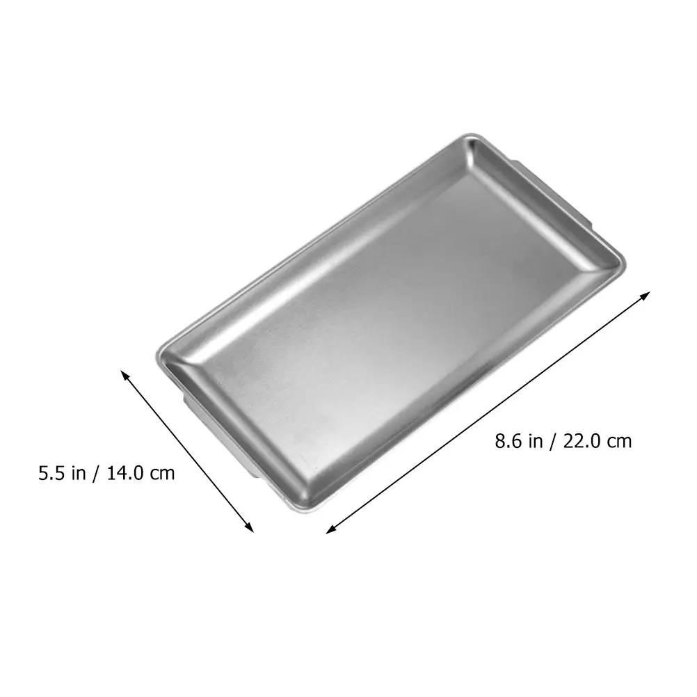 1pc Stainless Steel Pan Plate BBQ Food Container Sushi Baking Tray Stainless Steel Plate for Picnic Outdoor Kitchen Use