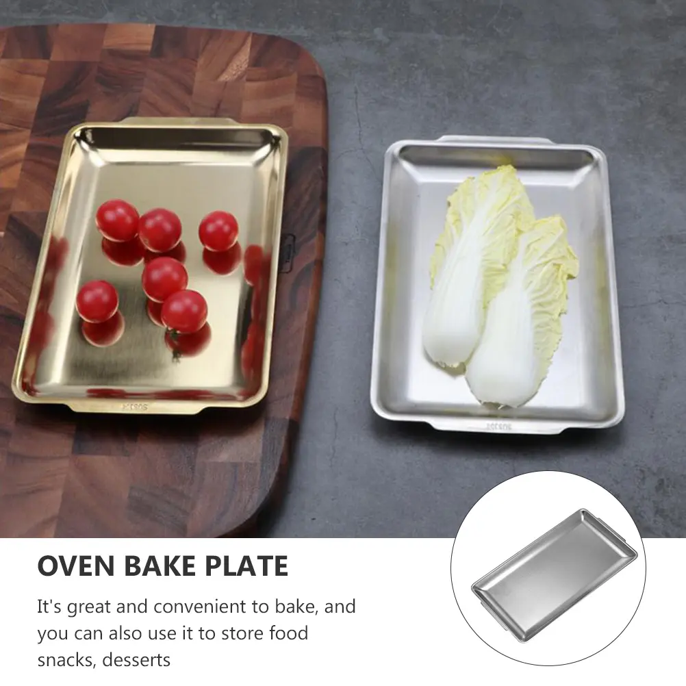 1pc Stainless Steel Pan Plate BBQ Food Container Sushi Baking Tray Stainless Steel Plate for Picnic Outdoor Kitchen Use