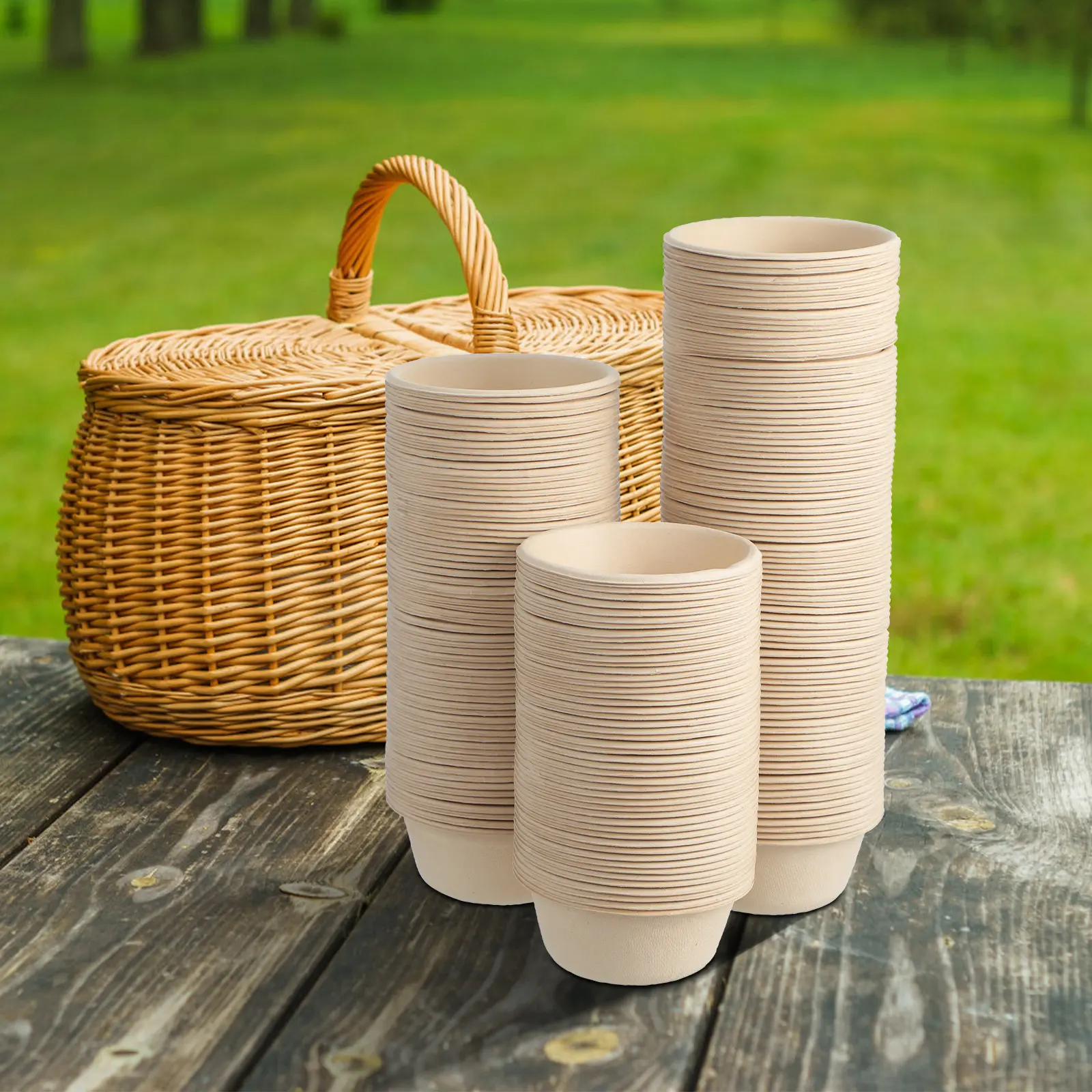 200 Pcs Disposable Environmentally Friendly Paper Bowl Bowls Glass Soup Containers with Lids for Lunch Disk