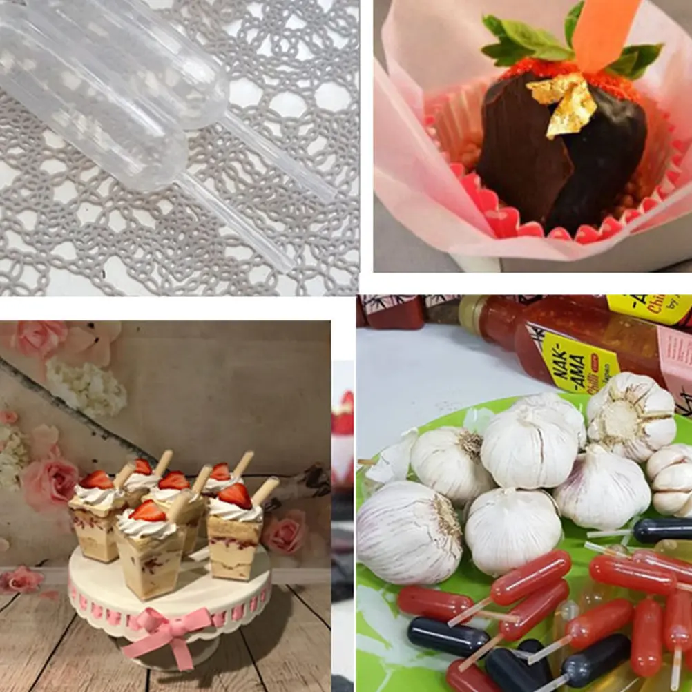 250 pcs Disposable Transfer Pipette 4ML Capacity Soft Plastic Straw for Cake Ice Cream Dessert Chocolate Baking Supplies