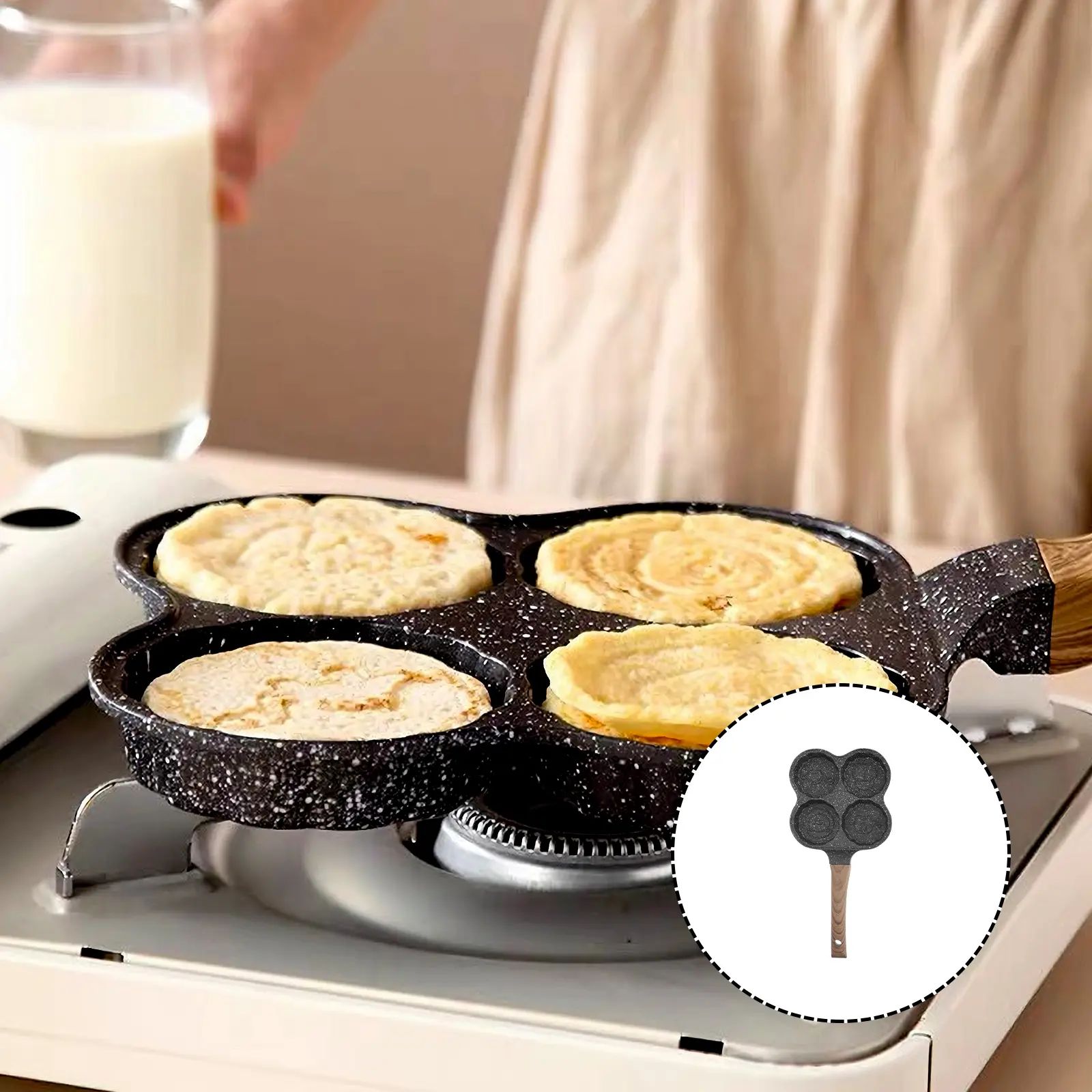 Creative Multi hole Frying Pan for Hamburger Pancake Eggs Non stick Kitchen Utensil Even Heating Wear resistant Bottom Smooth