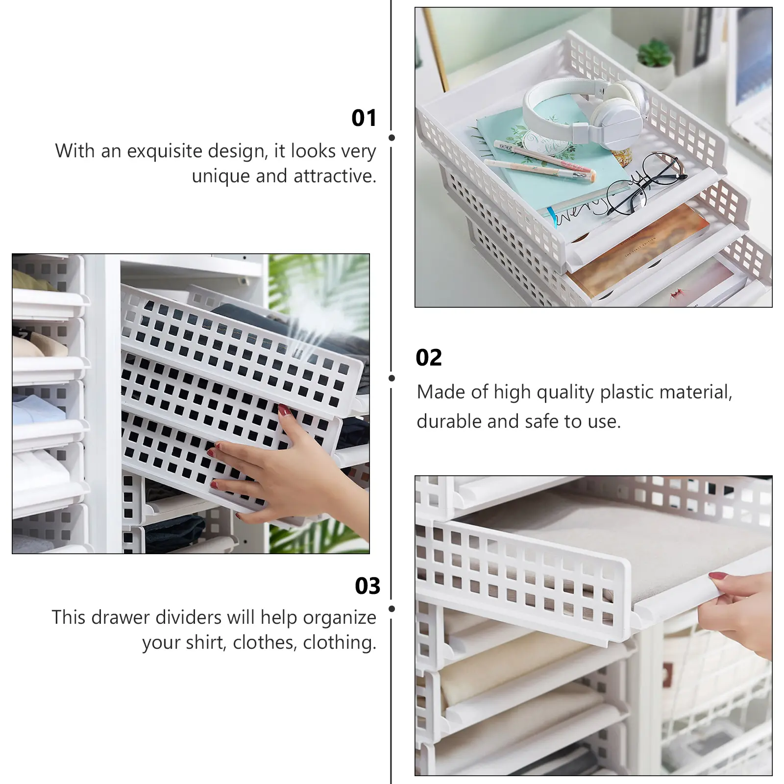 2Pcs Plastic Storage Bins Closet ganizer White Cover Shelf Dividers Clothes Rack Stacking Bin Home Wardrobe Solutions