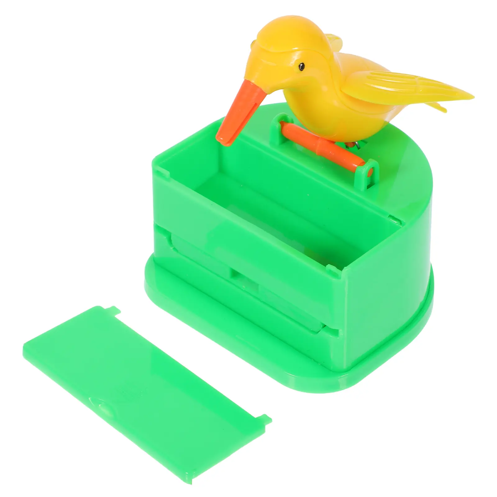 Smart Toothpick Box Fun Funny Automatic Holder Pop up Dispenser Desktop Bird Household Green Background Yellow Bird Simple