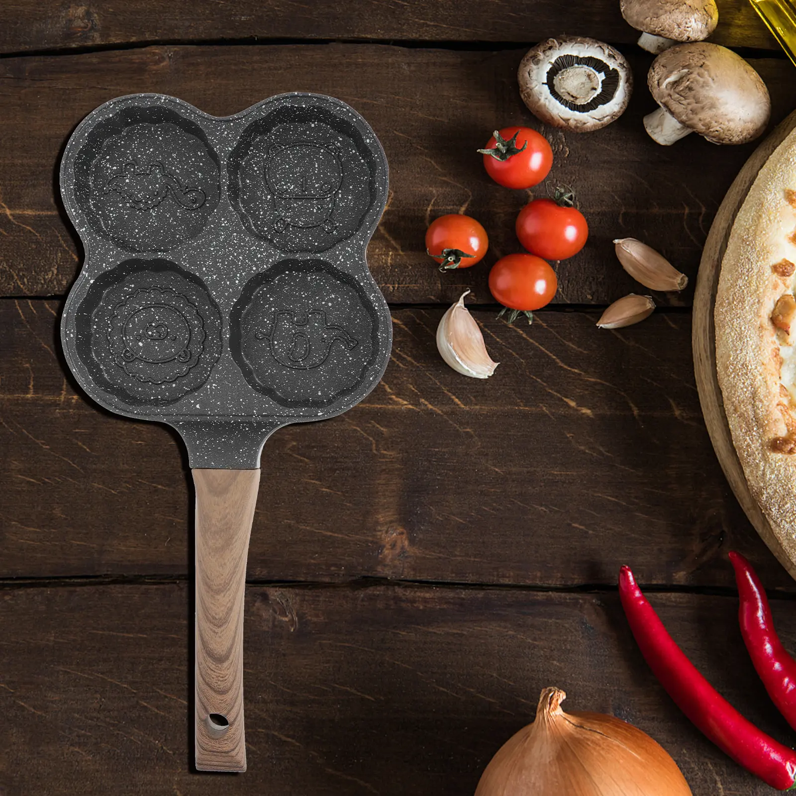 Creative Multi hole Frying Pan for Hamburger Pancake Eggs Non stick Kitchen Utensil Even Heating Wear resistant Bottom Smooth