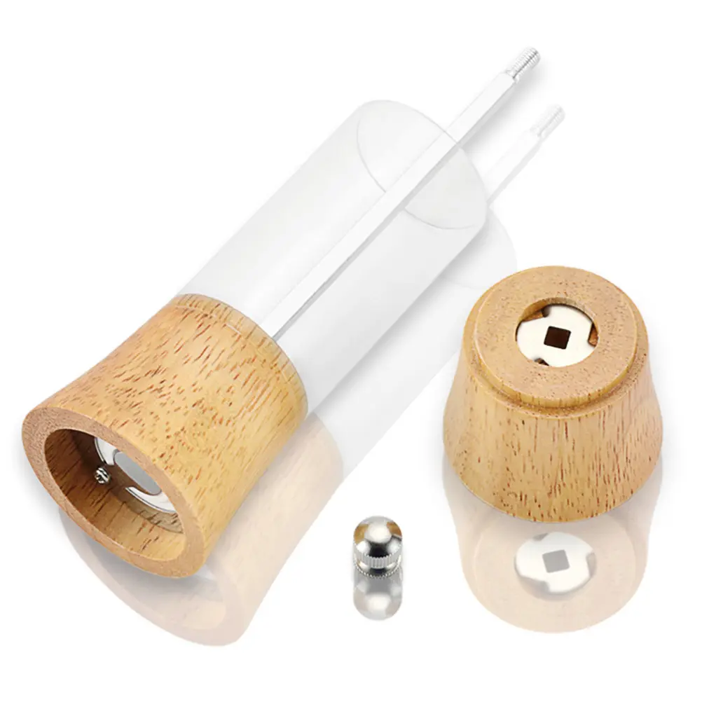 Oak Acrylic Pepper Handheld Manual Precision Mechanism Clear Pepper Cruchser for Pepper Cumin Aniseed