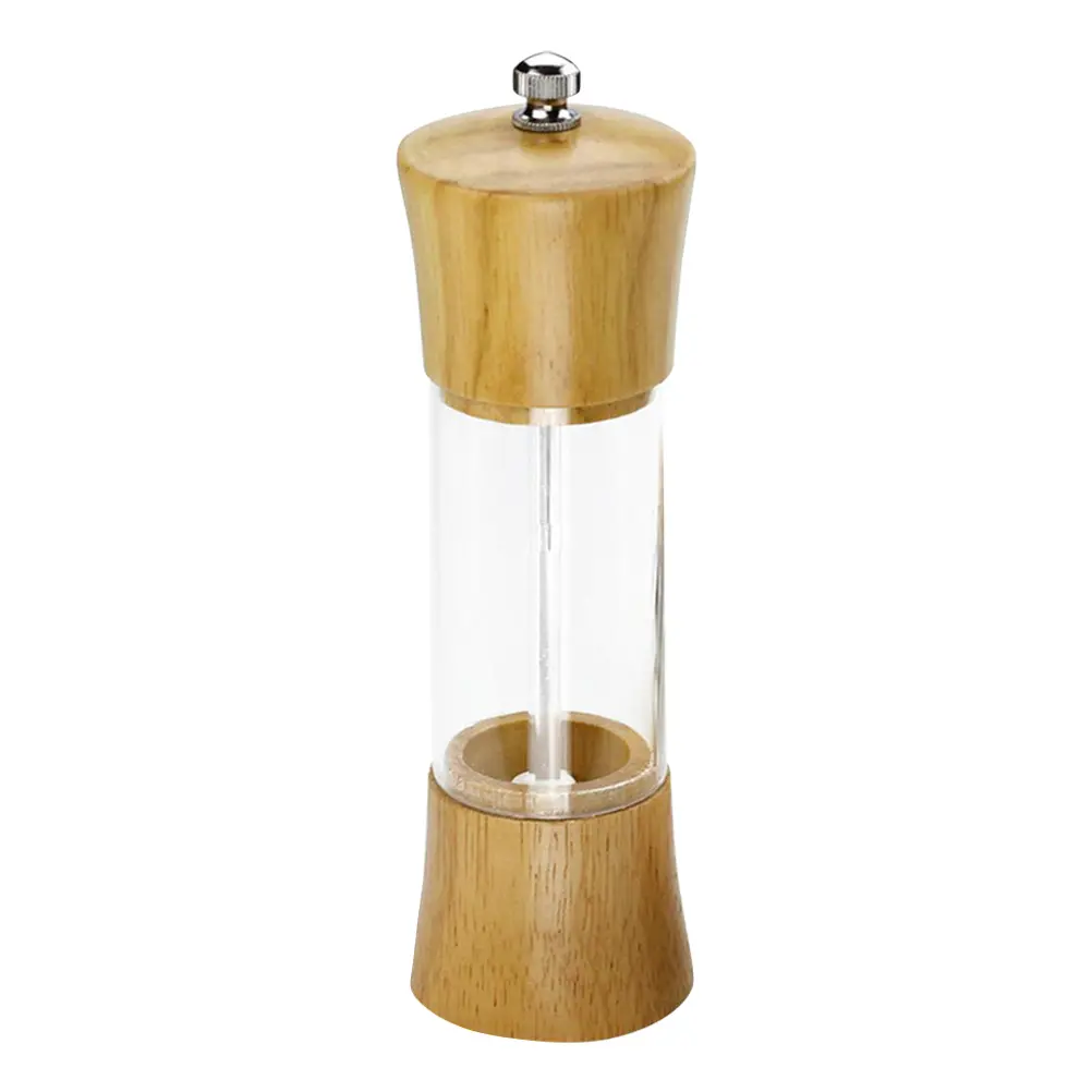 Oak Acrylic Pepper Handheld Manual Precision Mechanism Clear Pepper Cruchser for Pepper Cumin Aniseed