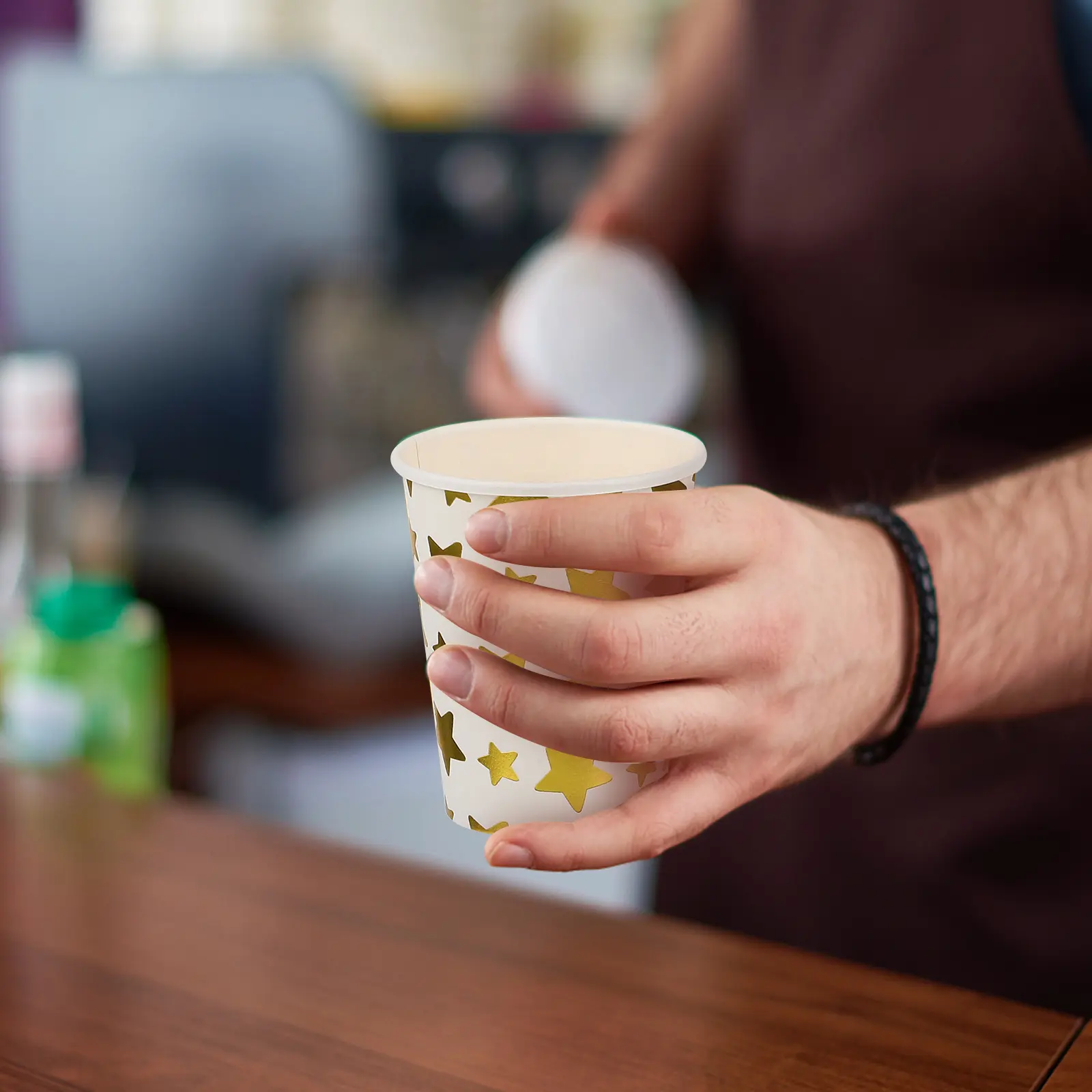 100 Pcs Golden Star Paper Cups Disposable Party Drink Coffee Thick Anti Heat Cold Resistant Kitchen Bar Supplies