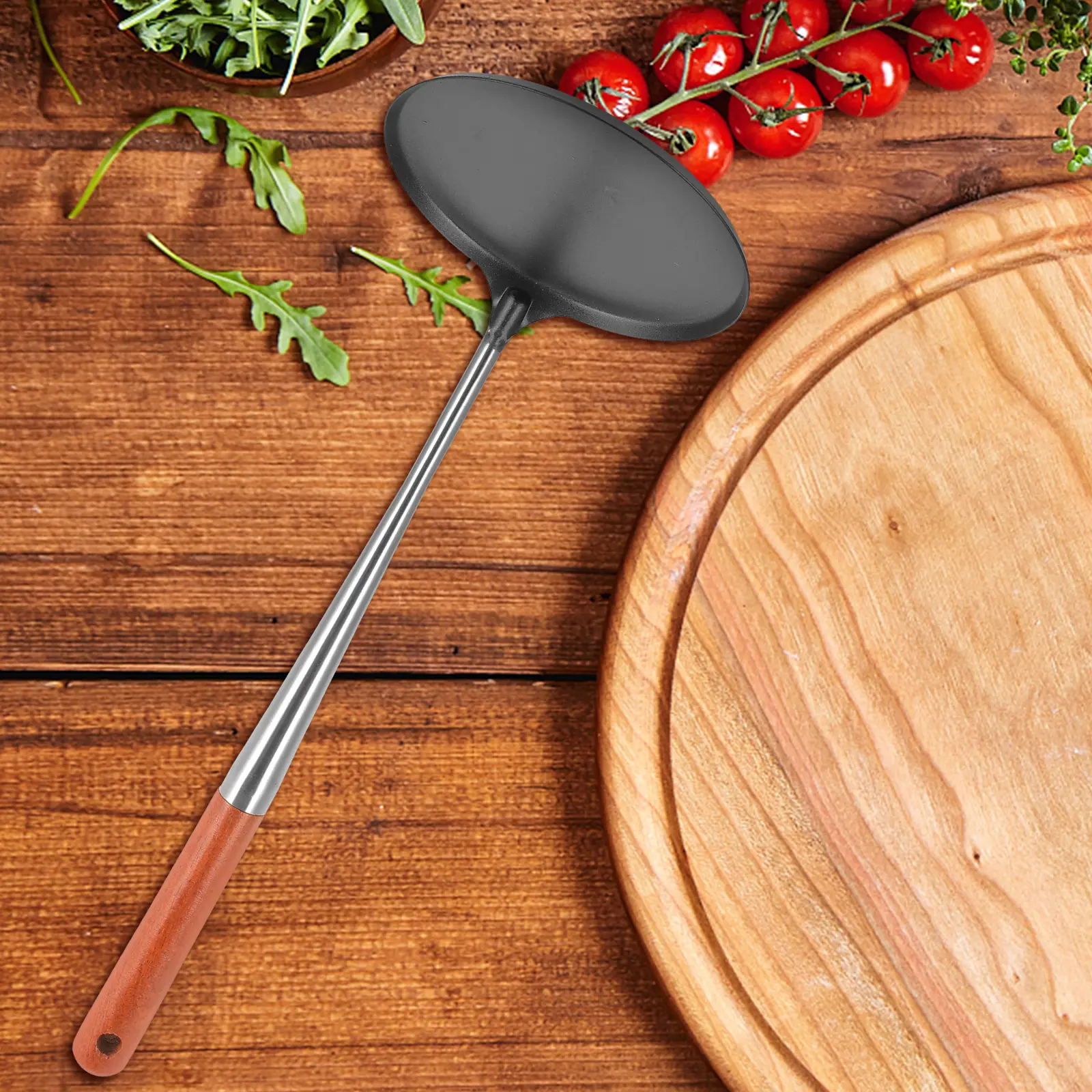 Nonstick Frying Cake Mold Stainless Steel Oil Pancake Spoon Heat Resistant Wooden Handle Kitchen Cooking Tool Utensil