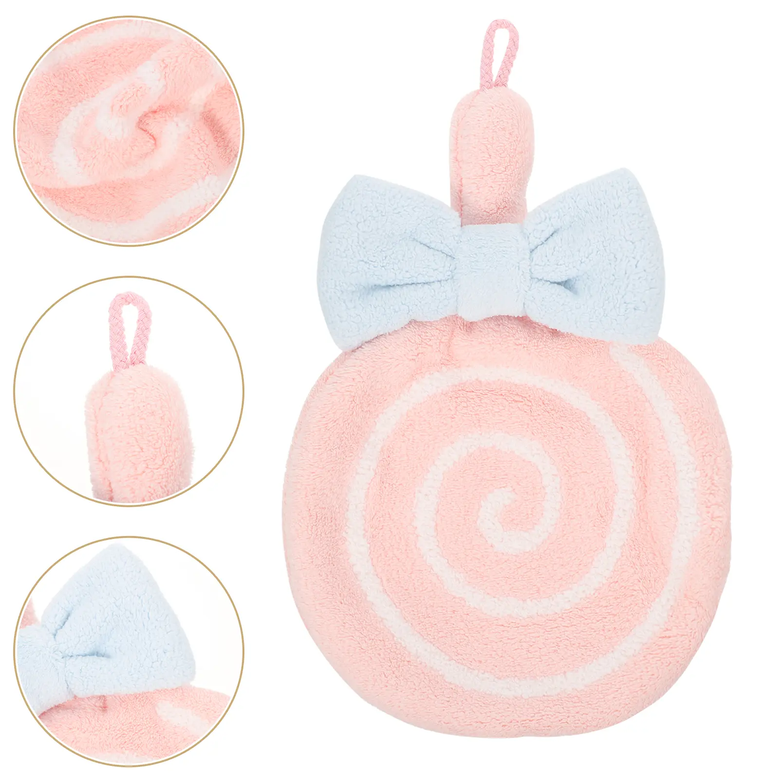 Coral Fleece Hanging Hand Towels Cartoon Design Quick Dry Absorbent for Kitchen Bathroom Kids Adults Soft Touch Easy Clean