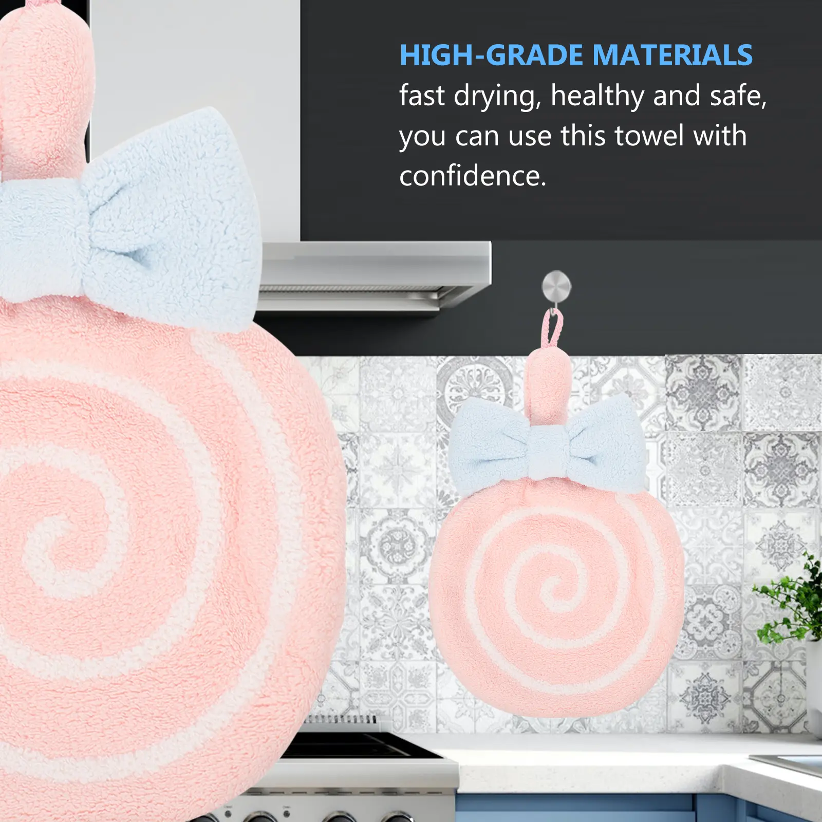 Coral Fleece Hanging Hand Towels Cartoon Design Quick Dry Absorbent for Kitchen Bathroom Kids Adults Soft Touch Easy Clean