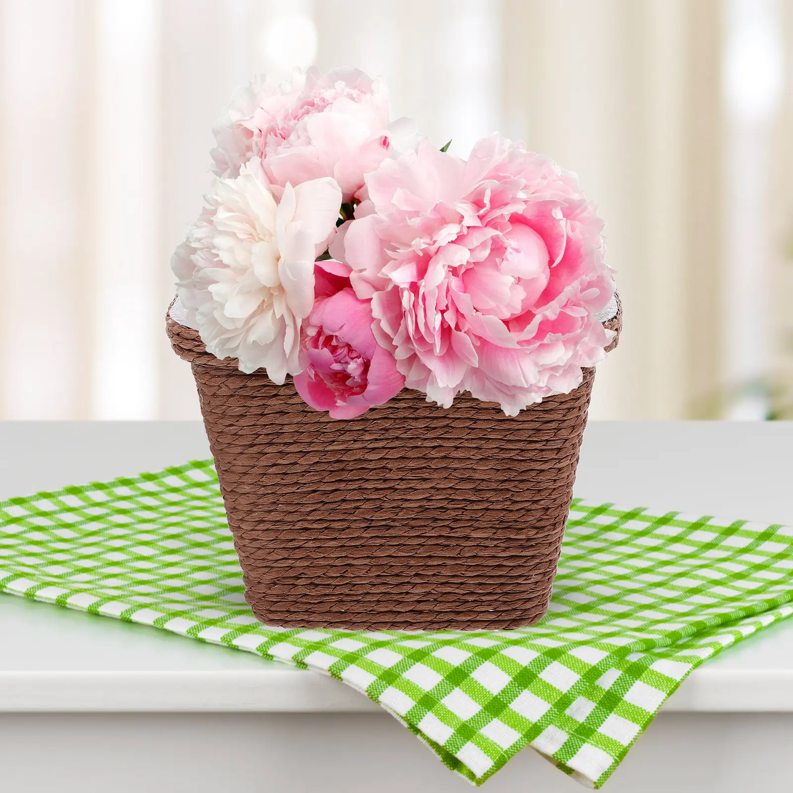 4pcs Mini Desktop Storage Basket Paper Rope Woven Baskets for Small Items Artificial Flowers Home Decor Easy Clean