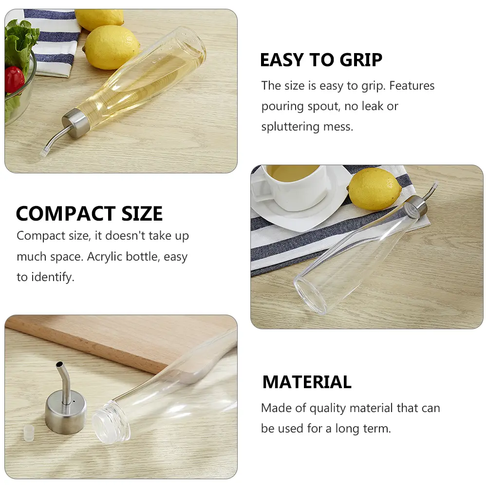 1pc Oil Vinegar Soy Sauce Seasoning Bottle Transparent Reusable Acrylic Oil Container Kitchen Supplies Cooking Bottle For Home