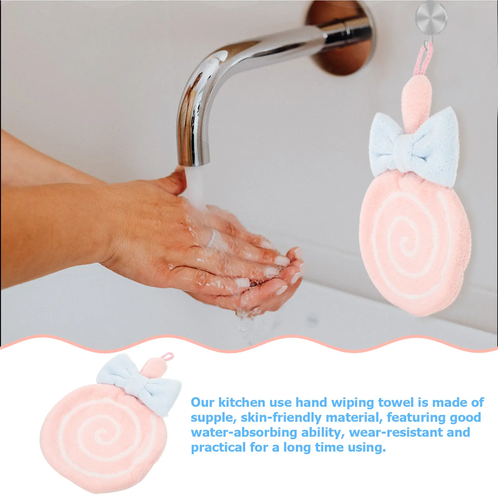 Coral Fleece Hanging Hand Towels Cartoon Design Quick Dry Absorbent for Kitchen Bathroom Kids Adults Soft Touch Easy Clean