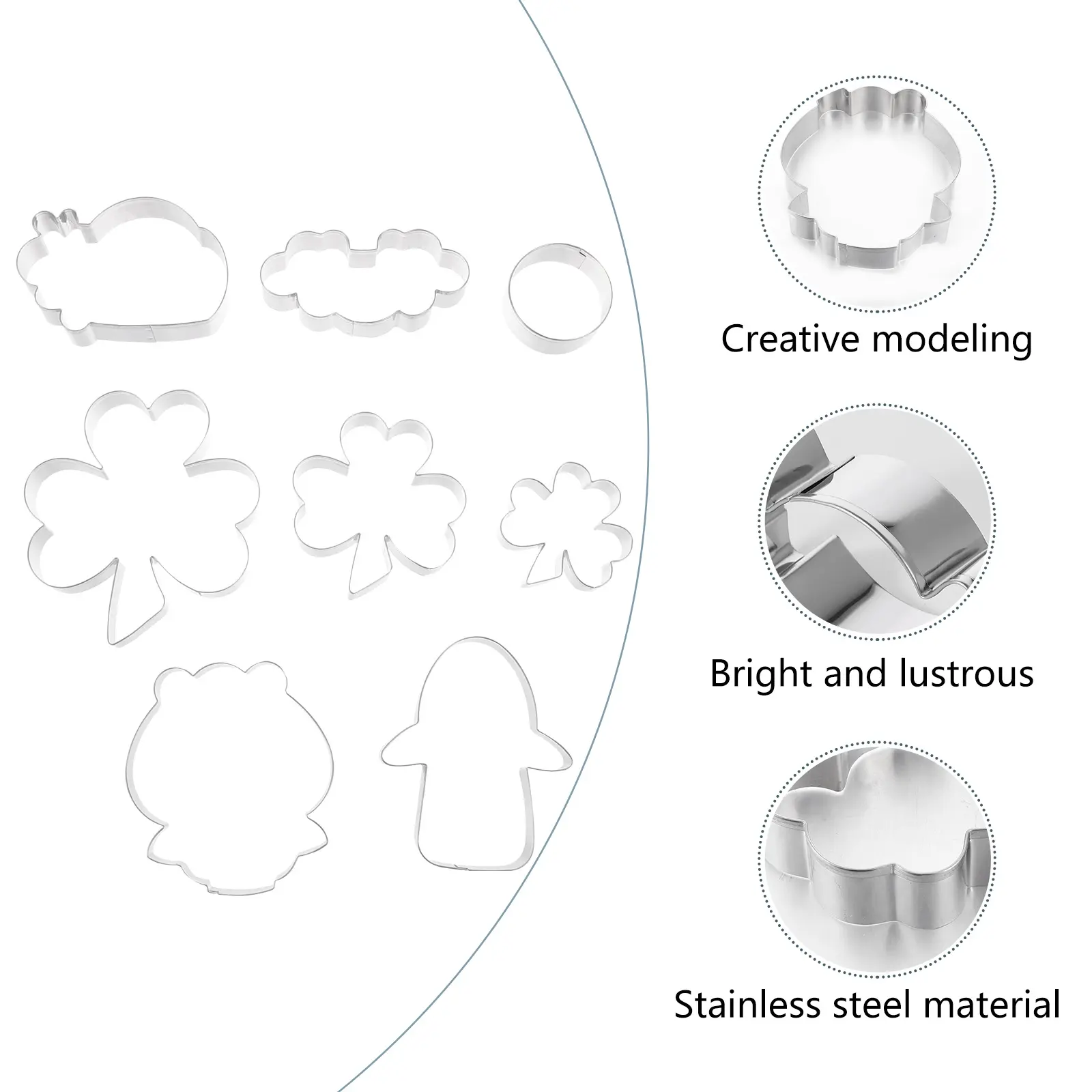 8pcs Stainless Steel Four Leaf Clover Cookie Cutter Baking Molds Corrosion Resistant Reusable Dessert Chocolate