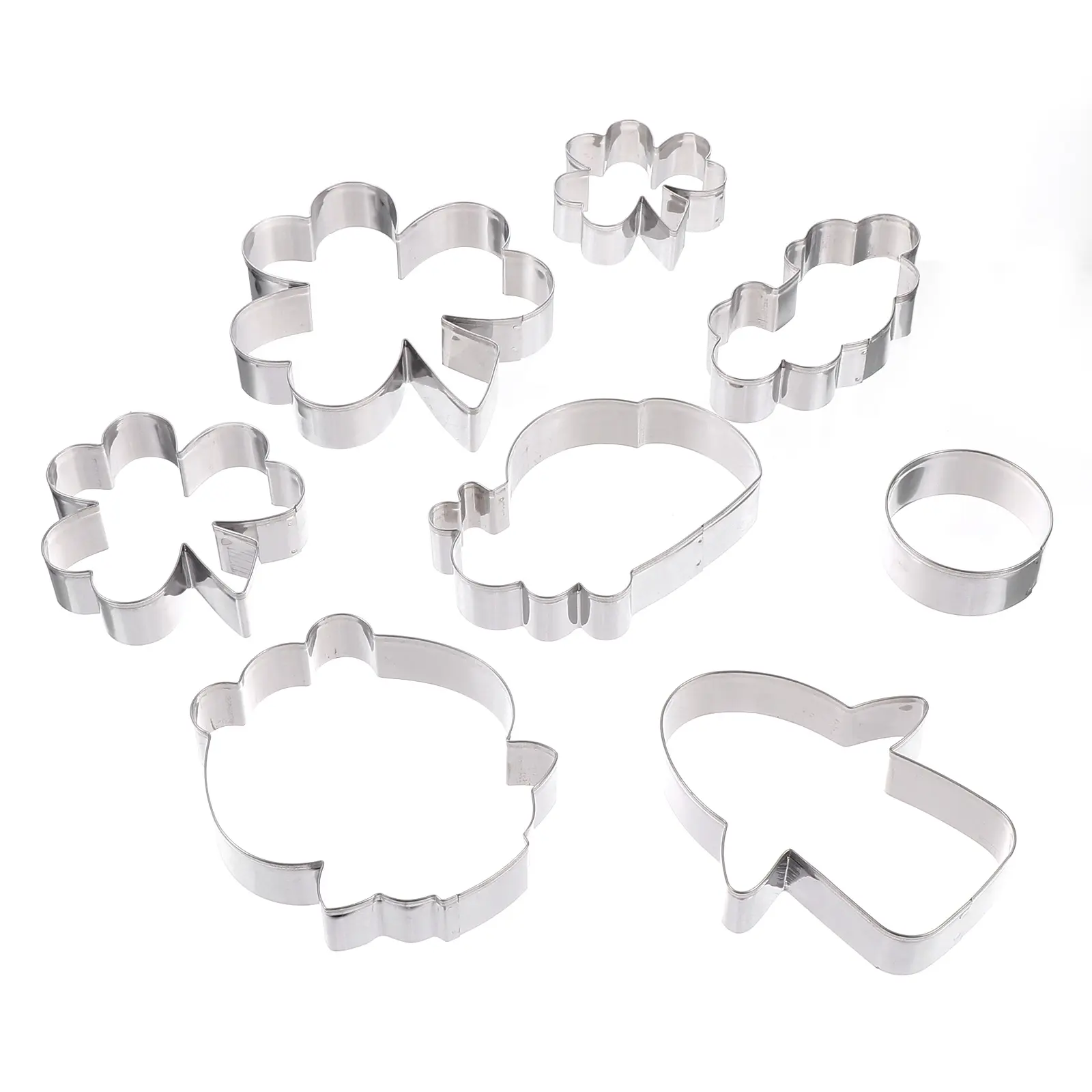 8pcs Stainless Steel Four Leaf Clover Cookie Cutter Baking Molds Corrosion Resistant Reusable Dessert Chocolate