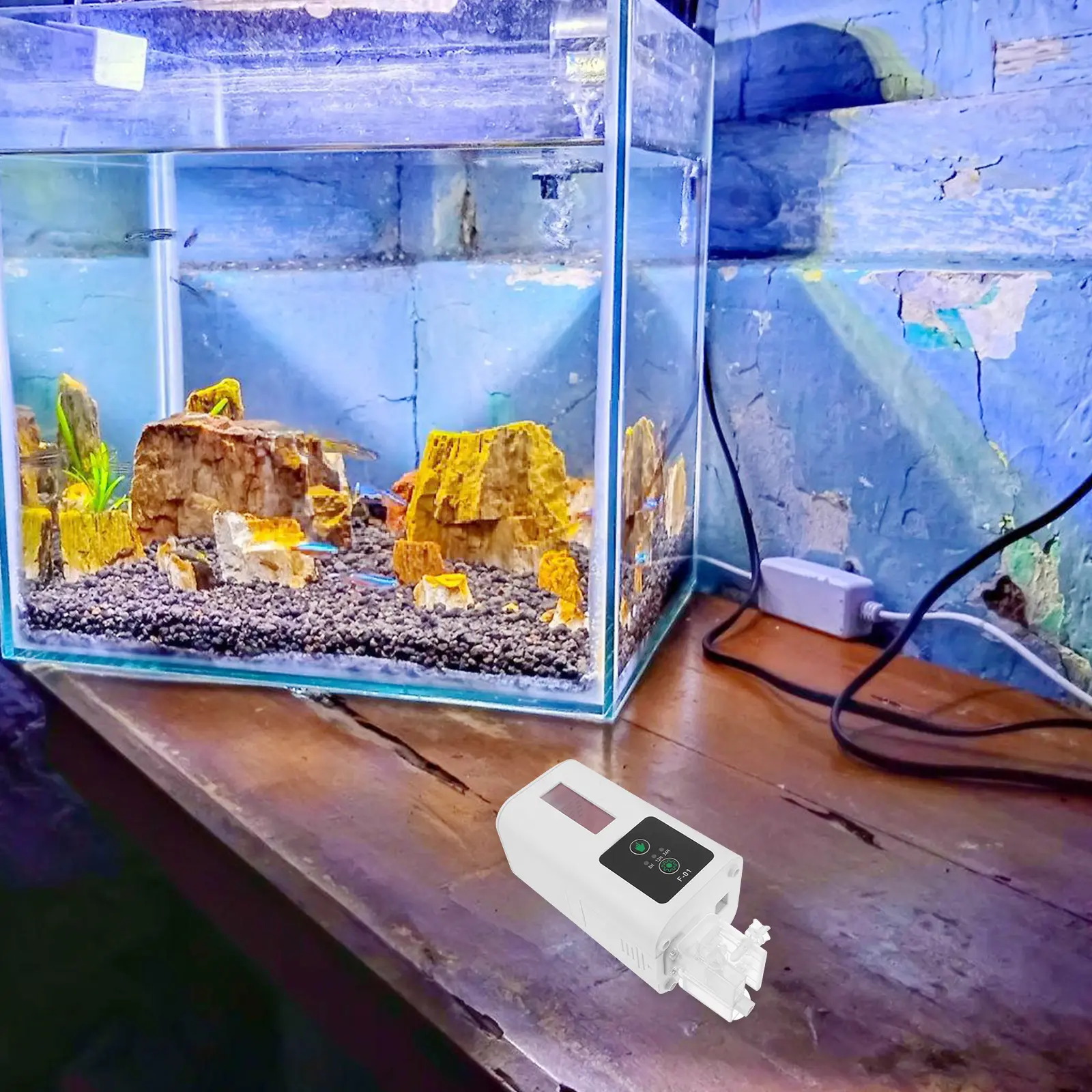 Automatic Fish Feeder Smart Timing Large Capacity Reusable Machine Aquarium Turtle Pet Fish Frog Moisture Proof Easy