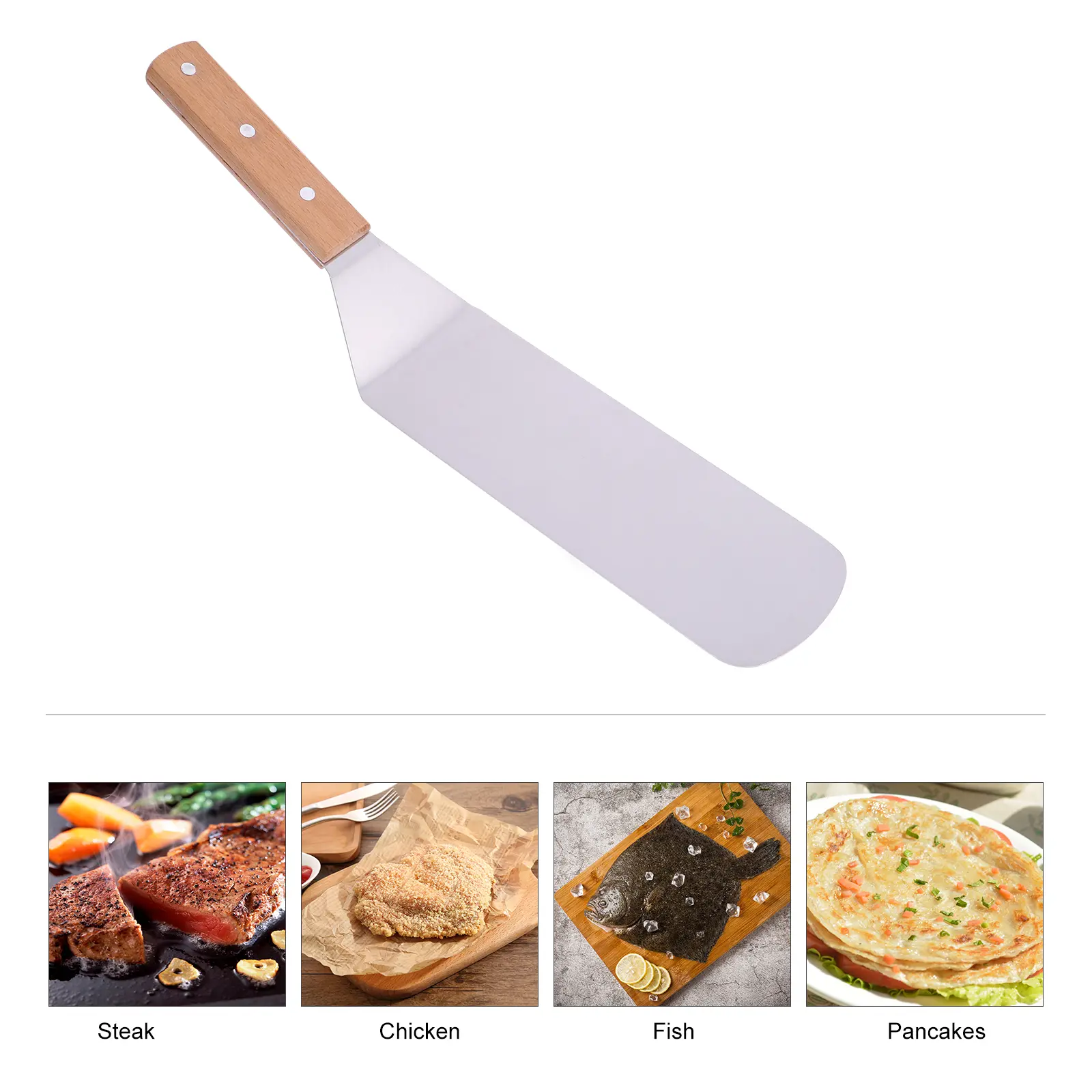 5 pcs Stainless Steel Spatula Set Pizza Shovel Cake Transfer Tool Kitchen Accessories Wooden Handle Strong for Oven