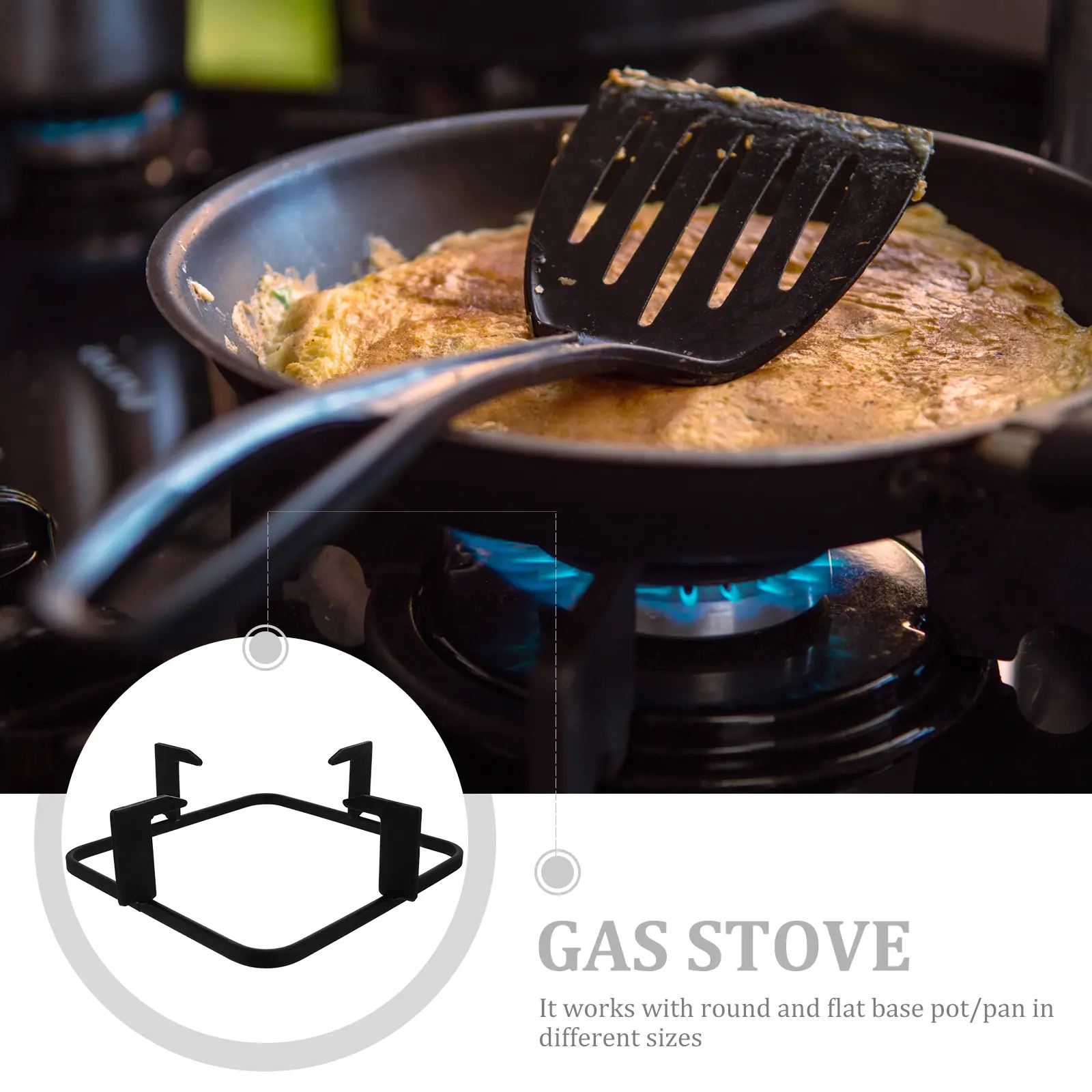 19.8cm Non slip Gas Stove Rack Cooktop Pan Support Bracket Stable High Temperature Resistant Metal Wok Holder Kitchen Bar