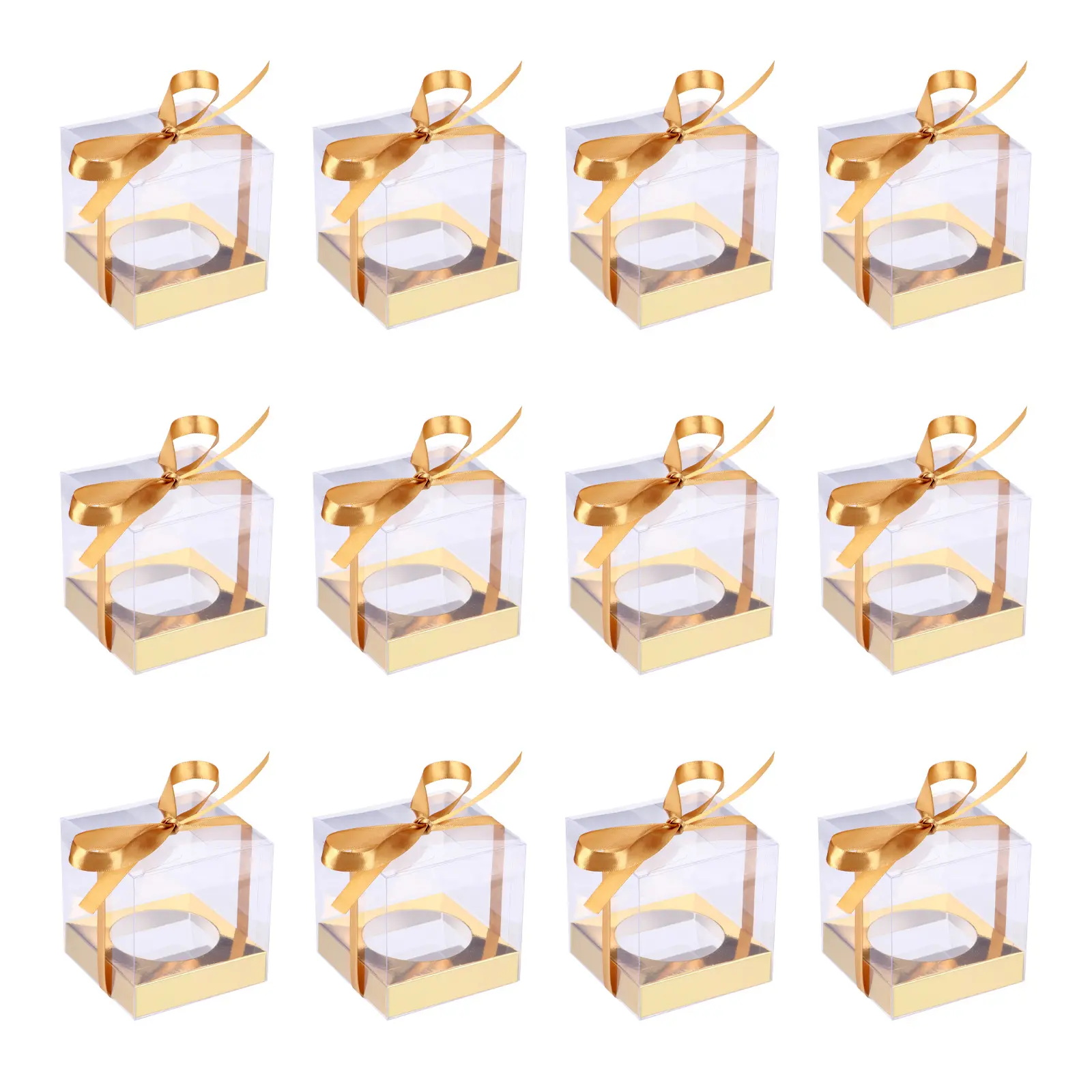 12 Pcs Cake Boxes 9x9x9cm PVC Transparent Reusable Containers Bakery Party Food Packaging Disposable Kitchen Supplies