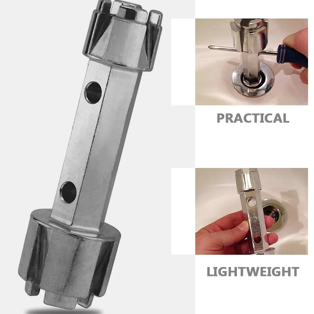 2pcs Drain Wrench Tub Plumbing Tools Bath Removal Aluminum Alloy Double Ended Ratchet Wrench Bathtub Sink Faucet Tight Spaces H