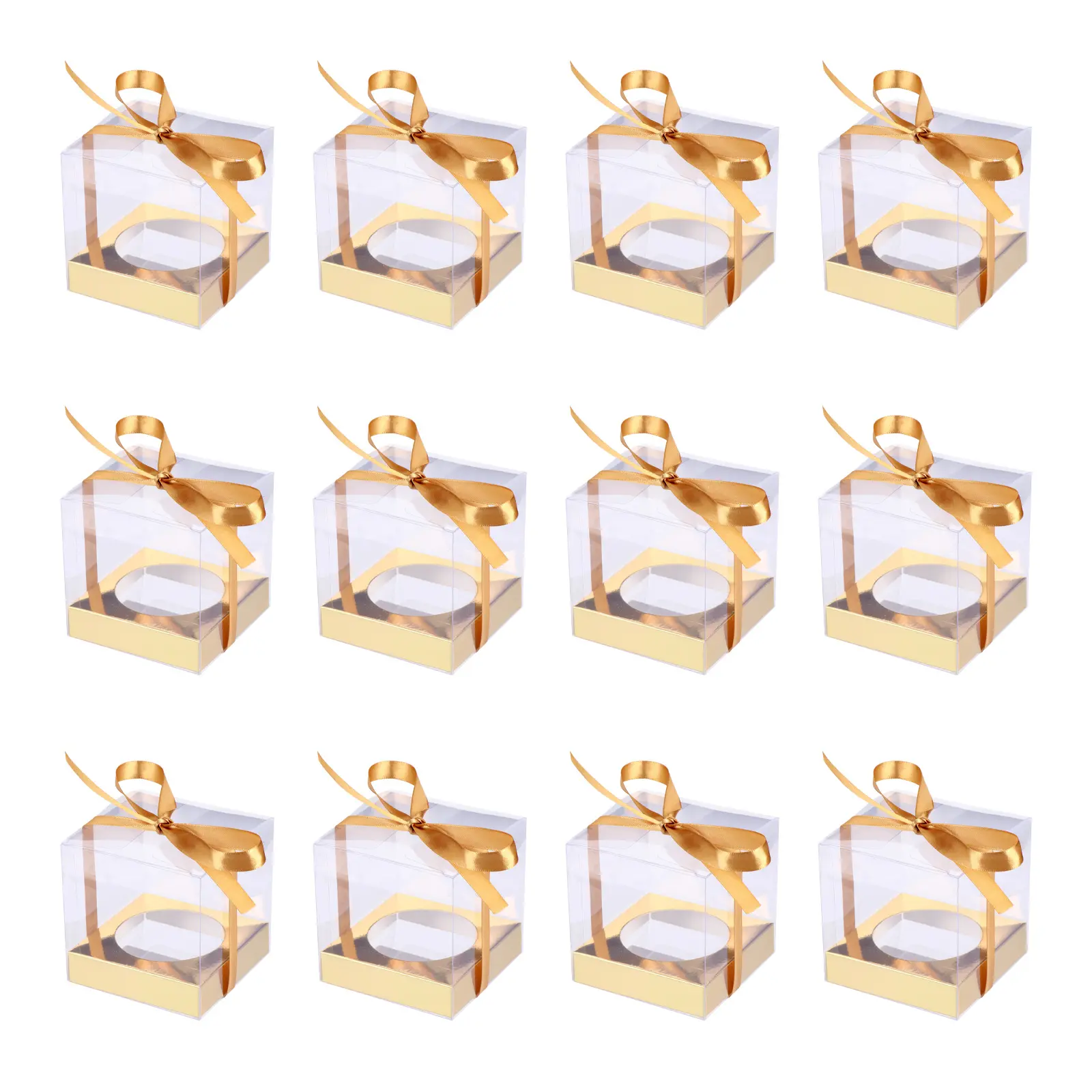 12 Pcs Cake Boxes 9x9x9cm PVC Transparent Reusable Containers Bakery Party Food Packaging Disposable Kitchen Supplies