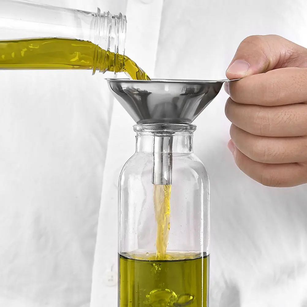 Brush Funnel Set Kitchen Tools Oil Funnels Filter Cleaning Dispensing Plastic Liquid Container Bottle Stainless Steel Safe