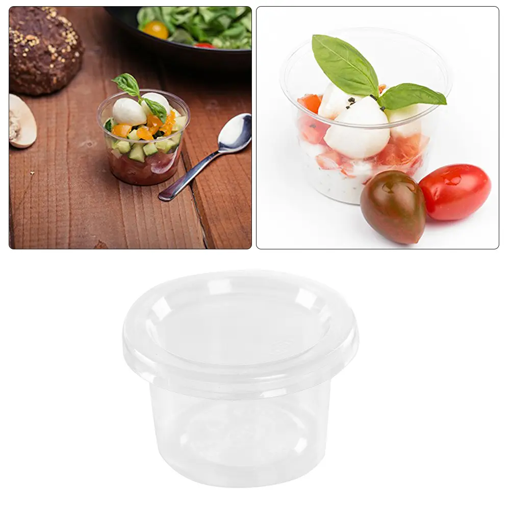 100 Pcs Disposable Sauce Cups Yogurt Containers Safe PP Material Great Sealing Effect Ideal Birthdays BBQs Weddings Catering