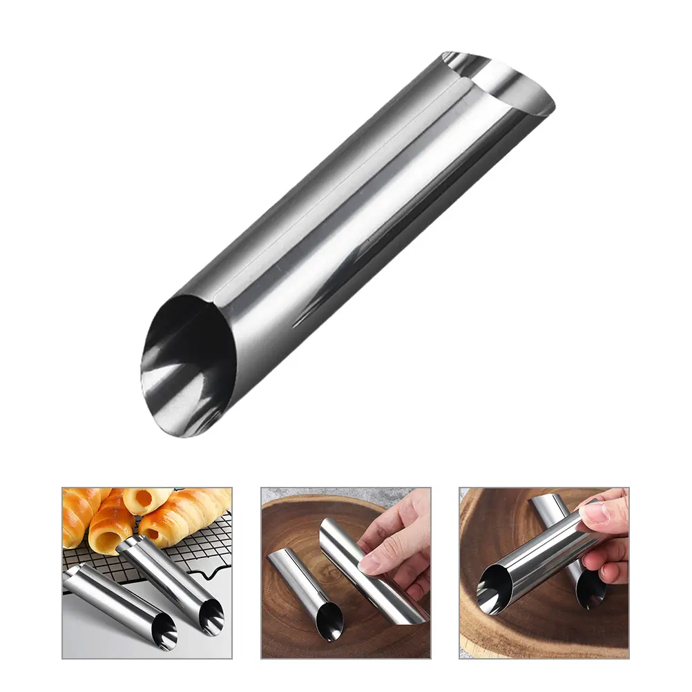 30Pcs Reusable Metal Croissant Baking Tube Double Cream Roll Tool Danish Horn Mold Stainless Steel Pan