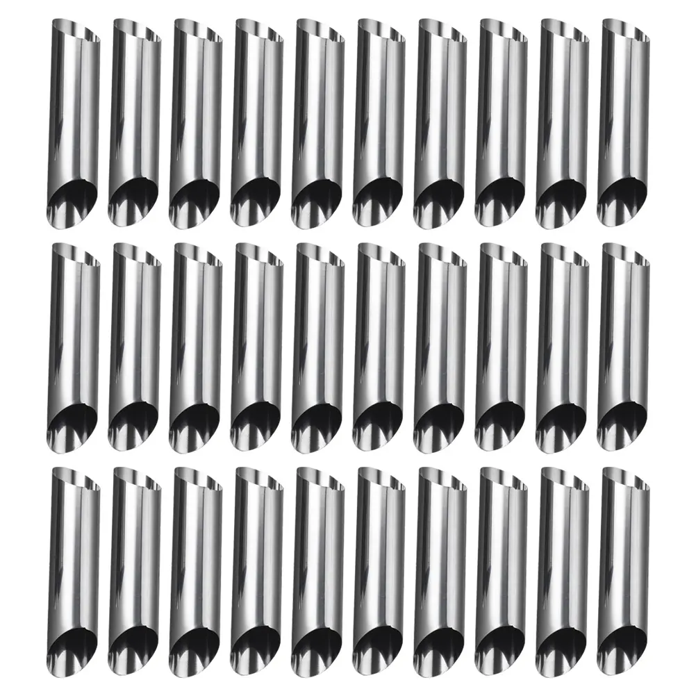30Pcs Reusable Metal Croissant Baking Tube Double Cream Roll Tool Danish Horn Mold Stainless Steel Pan