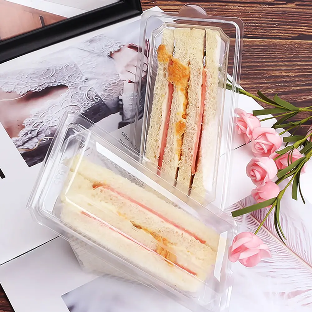 70pcs Disposable S wich Packaging Containers Transparent Takeout Cases Plastic Food Boxes Cake Triangle Boxes