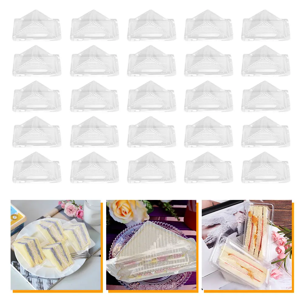 70pcs Disposable S wich Packaging Containers Transparent Takeout Cases Plastic Food Boxes Cake Triangle Boxes