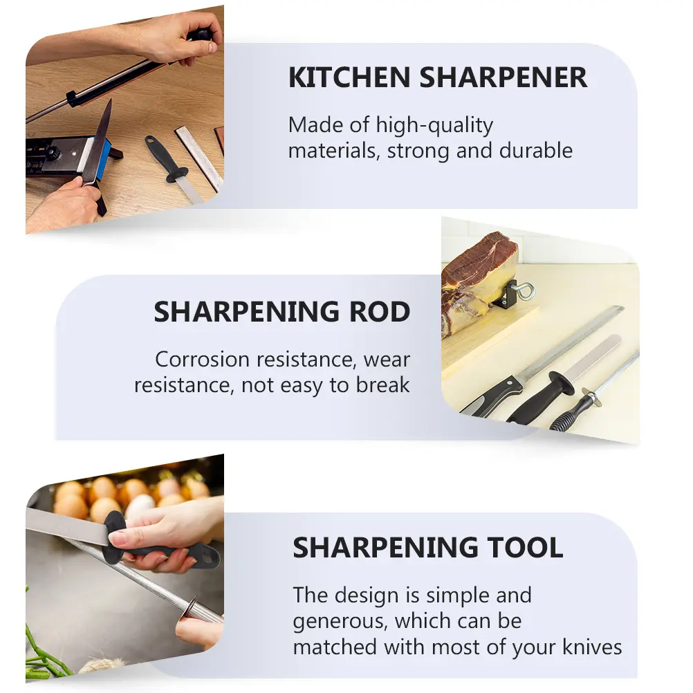 1pc Double Sided Corundum Sharpening Rod Kitchen Tool Portable Stick Strong Knife Sharpener Wear Resistant Efficient Honing