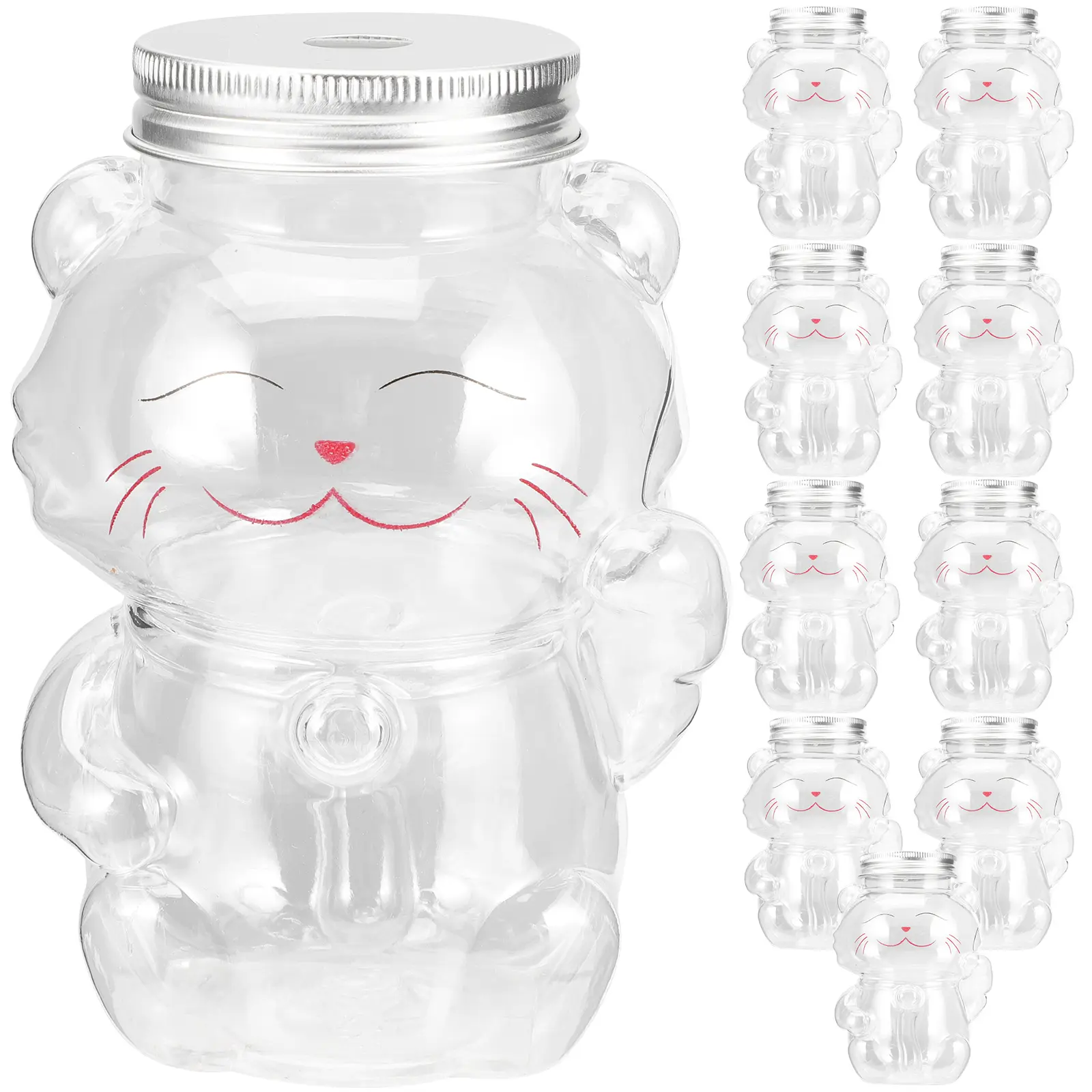 Milk Tea Cup Empty Bottle Portable Beverage Containers Juices Water Drinks Cat Shape Safe Material Lightweight Practical Kitchen