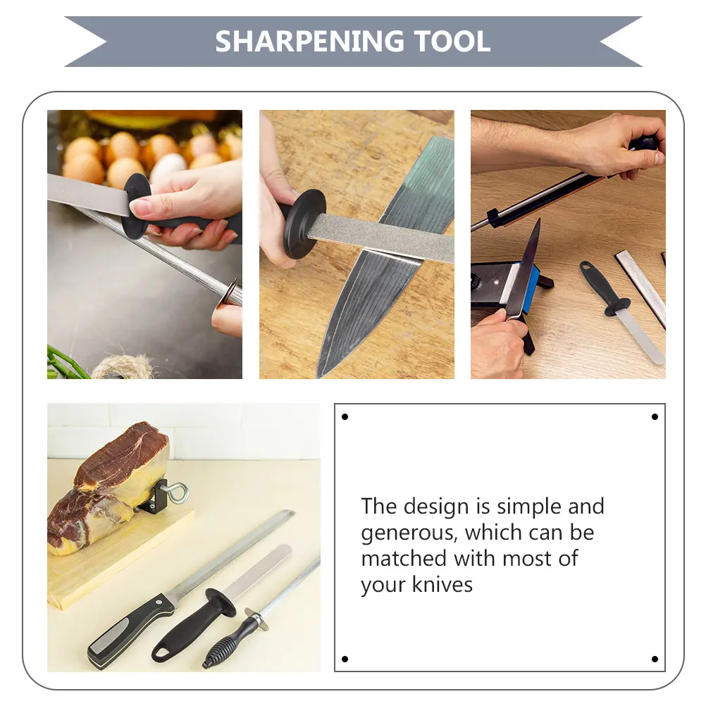 1pc Double Sided Corundum Sharpening Rod Kitchen Tool Portable Stick Strong Knife Sharpener Wear Resistant Efficient Honing