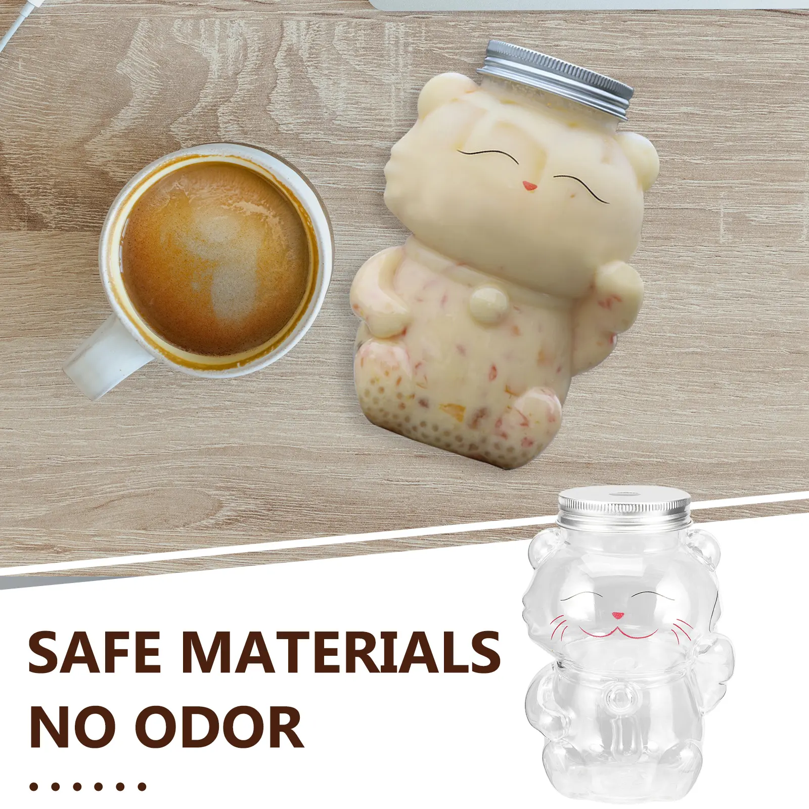 Milk Tea Cup Empty Bottle Portable Beverage Containers Juices Water Drinks Cat Shape Safe Material Lightweight Practical Kitchen