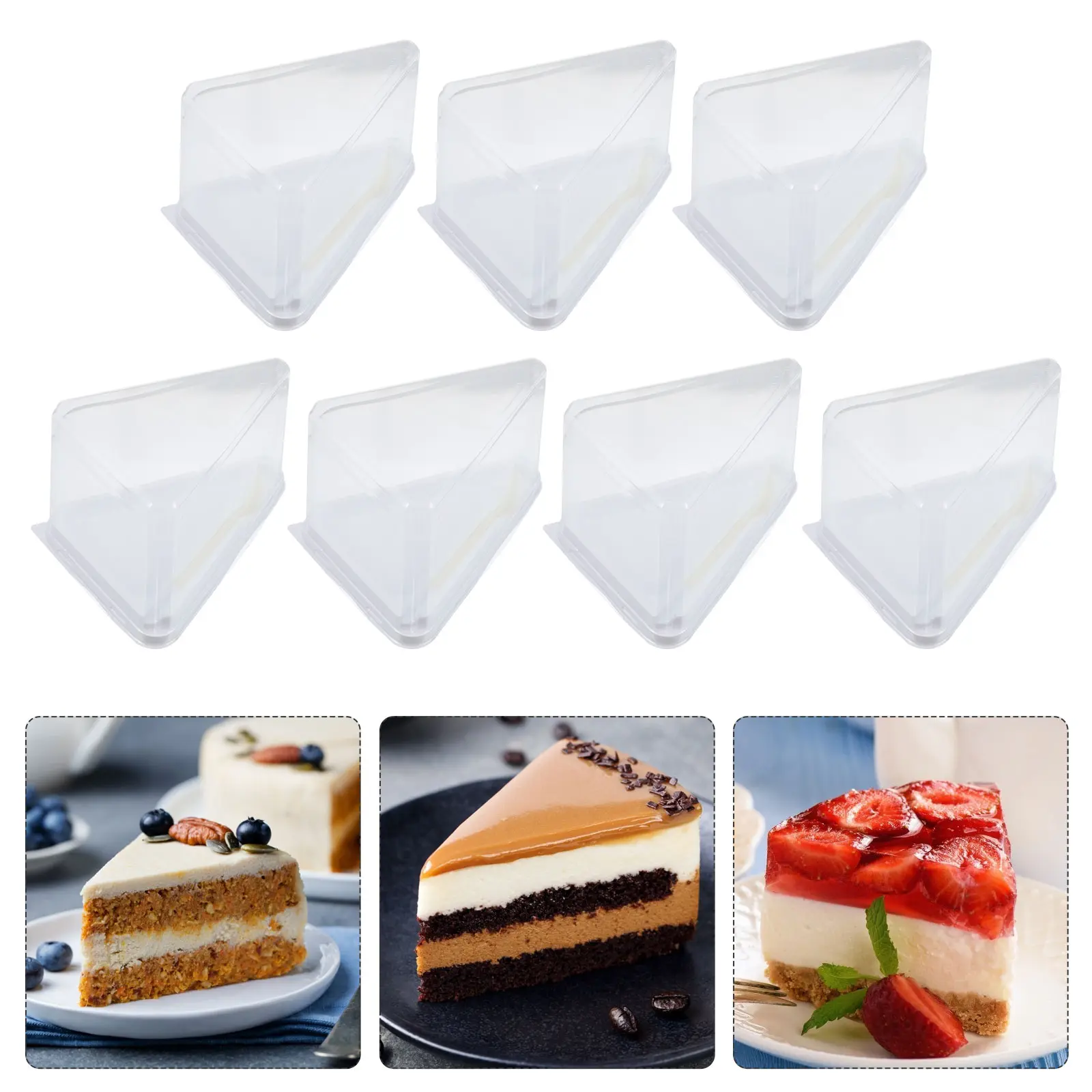 Cake Box 10 Sets Mini Plastic Triangle Dessert Containers Packaging Boxes Transport Freshness Air Bakery Grocery Family Catering