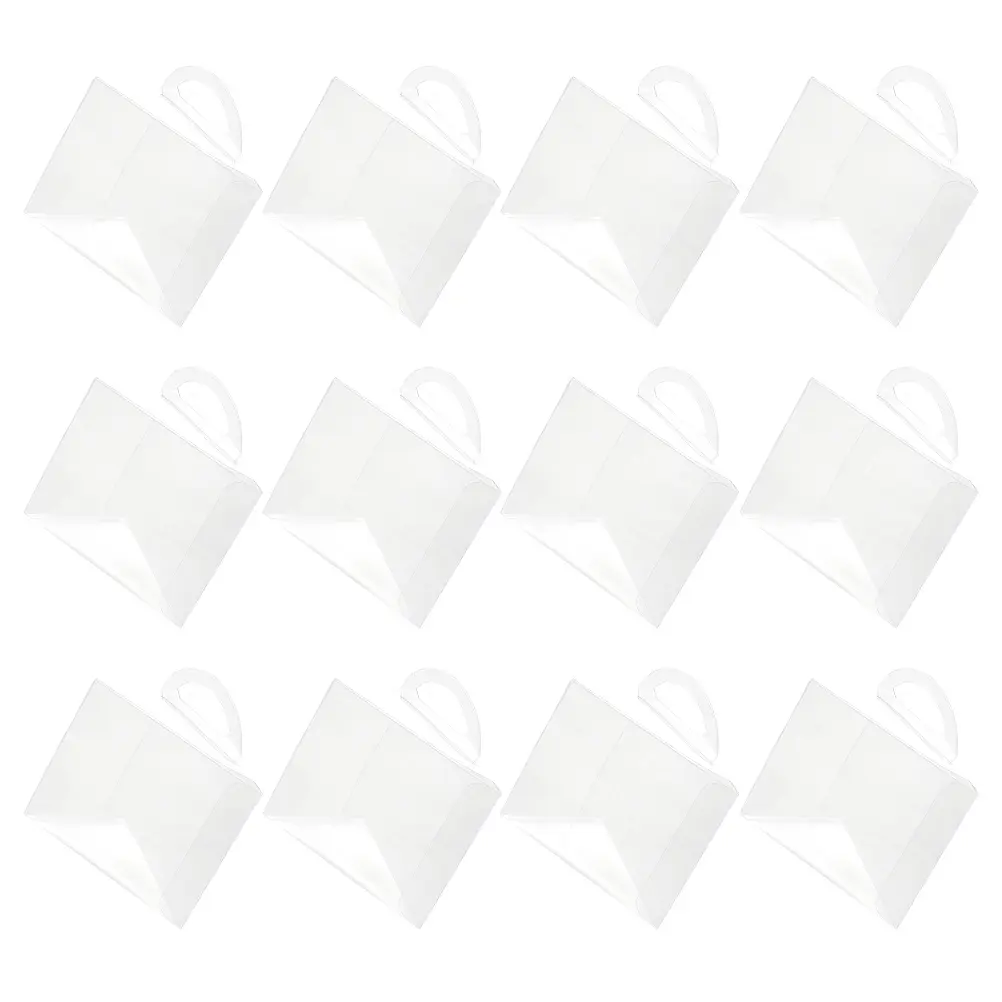 50pcs Cake Box Clear Triangle Cupcake Transparent Plastic Container Handle Baking Bakery Grocery Kitchen Use