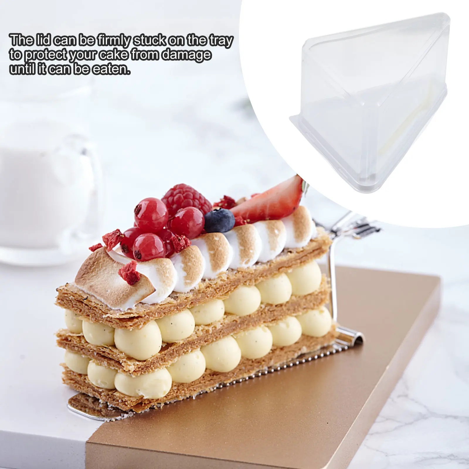 Cake Box 10 Sets Mini Plastic Triangle Dessert Containers Packaging Boxes Transport Freshness Air Bakery Grocery Family Catering