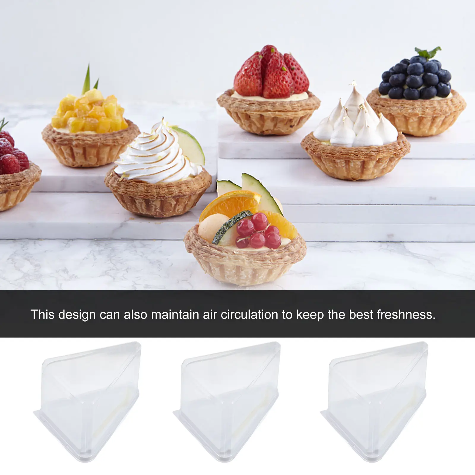 Cake Box 10 Sets Mini Plastic Triangle Dessert Containers Packaging Boxes Transport Freshness Air Bakery Grocery Family Catering