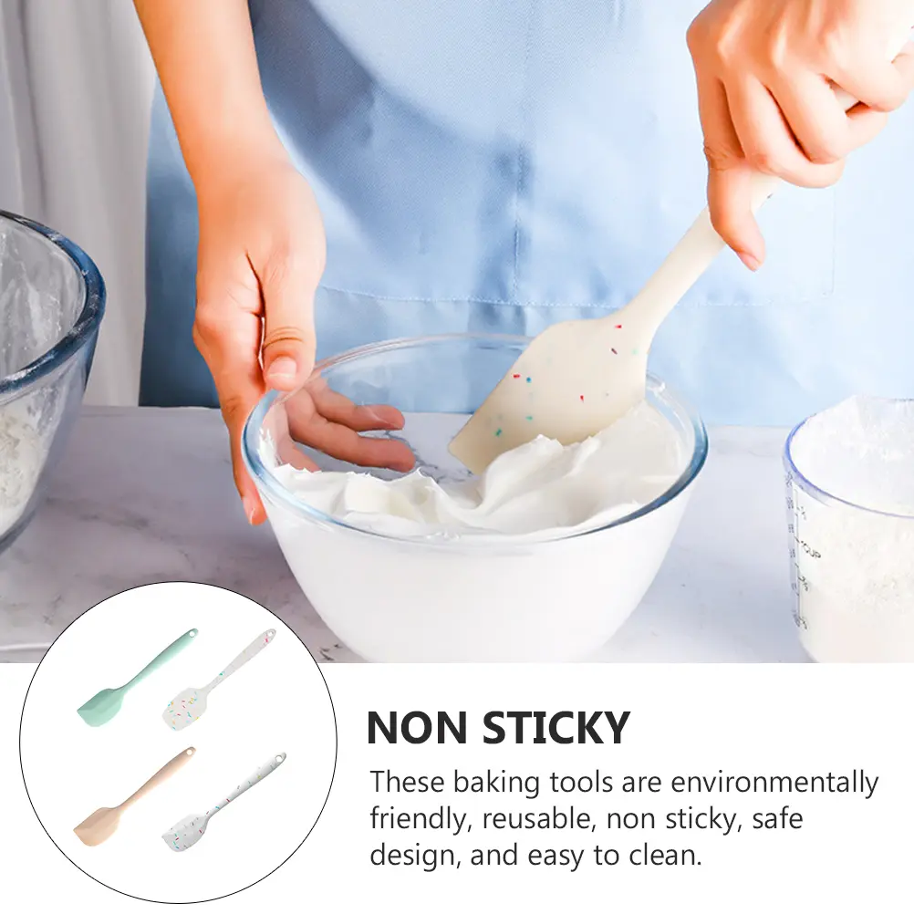 4 pcs Baking Tools Silicone Spatula Scraper Cake Cutter Kitchen OnePiece H led High Temp Resistant Reusable Easy Clean Storage