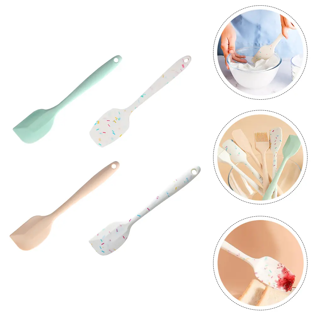 4 pcs Baking Tools Silicone Spatula Scraper Cake Cutter Kitchen OnePiece H led High Temp Resistant Reusable Easy Clean Storage