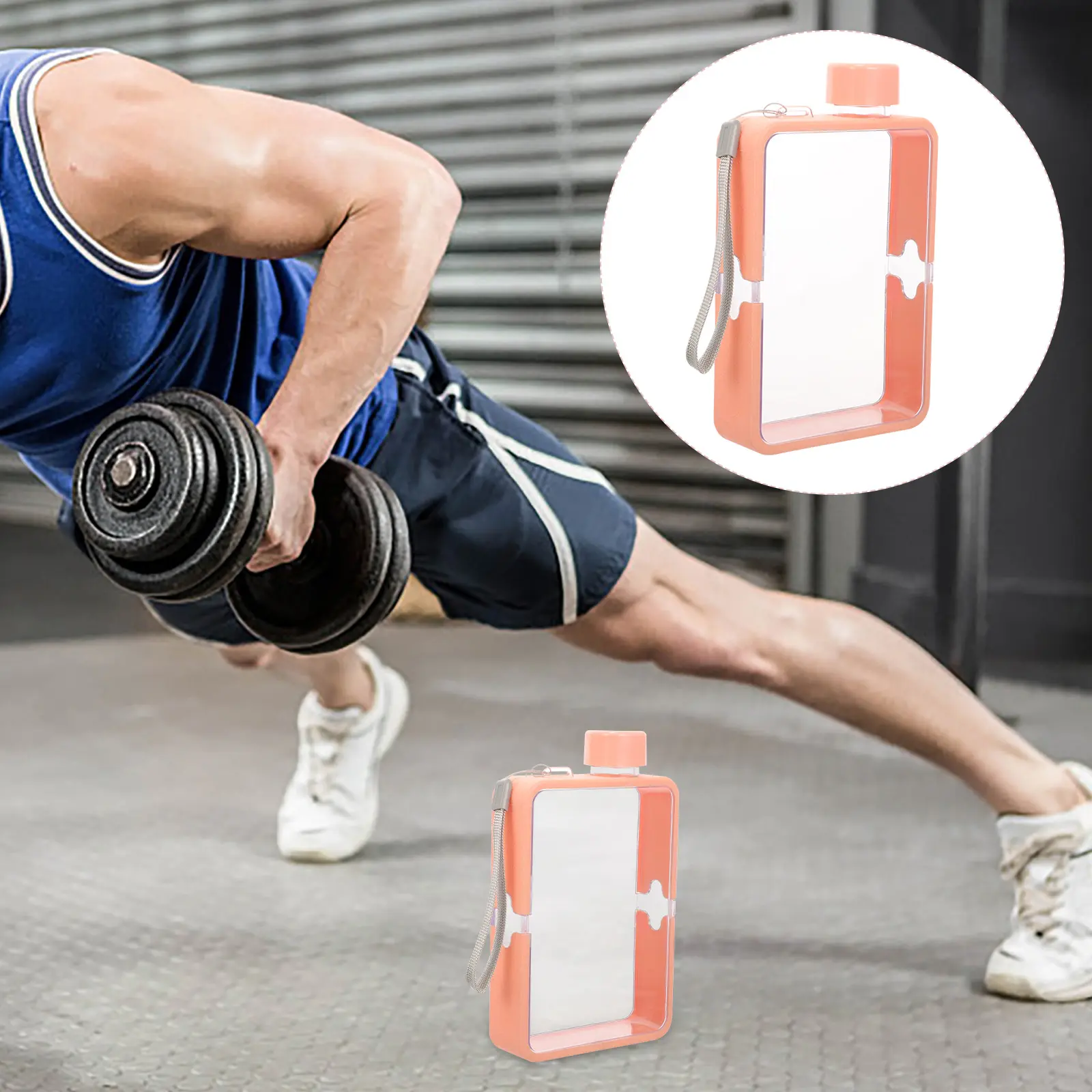Frosted Flat Water Bottle Slim Transparent Leakproof Reusable Pp Flask For Travel Fitness A5 Portable Container Juice Tea Soup
