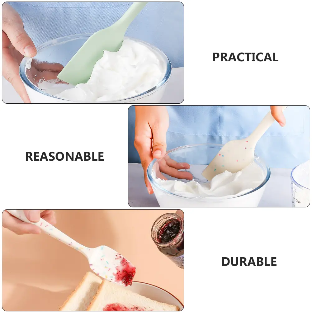 4 pcs Baking Tools Silicone Spatula Scraper Cake Cutter Kitchen OnePiece H led High Temp Resistant Reusable Easy Clean Storage
