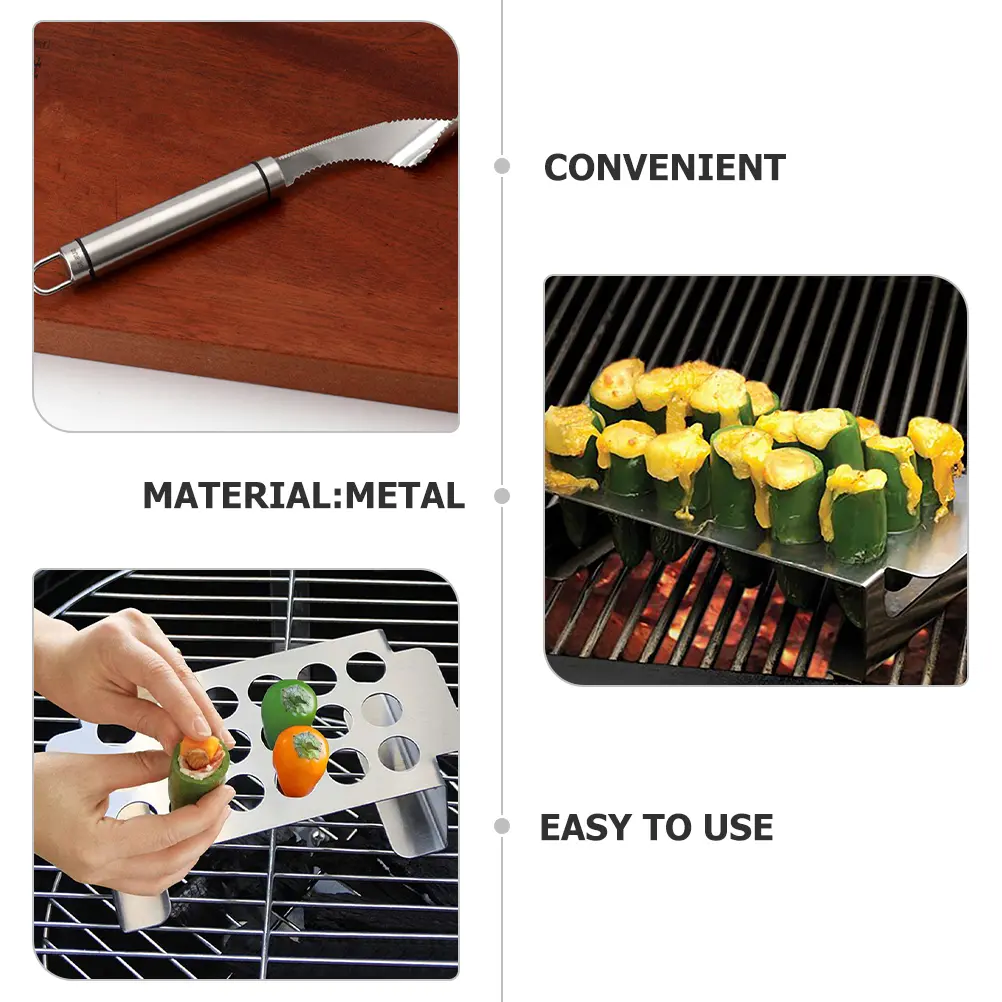 Pepper Stainless Steel Chili Rack Core Knife BBQ Tools Kitchen Assistant Grilled Chicken Legs Wings Roaster Grill Holder