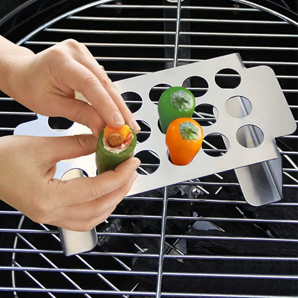 Pepper Stainless Steel Chili Rack Core Knife BBQ Tools Kitchen Assistant Grilled Chicken Legs Wings Roaster Grill Holder