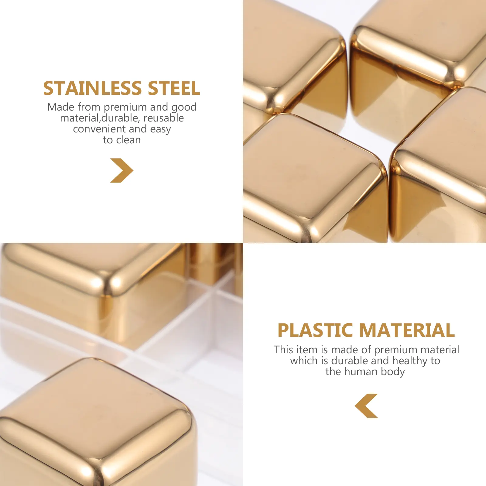 Reusable Stainless Steel Ice Cubes Food Grade Beverage Cooling Set Plastic Ice Pellets Bar Supplies Home Party Gifts
