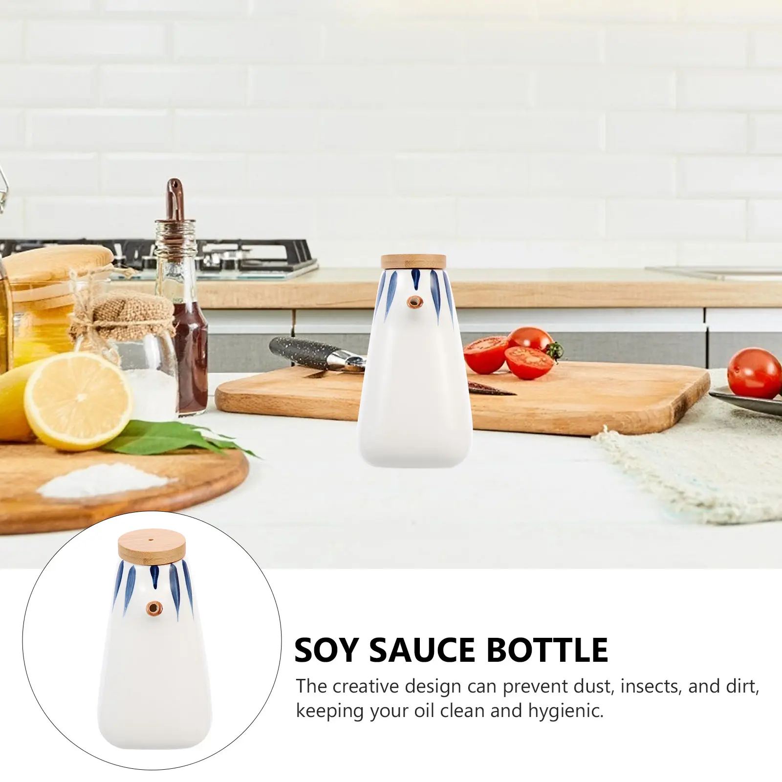 Ceramic Seasoning Bottle Vinegar Olive Oil Dispenser Hand Painted Sauce Pot Kitchen Condiment Storage Jar Soy Bottle Easy Clean